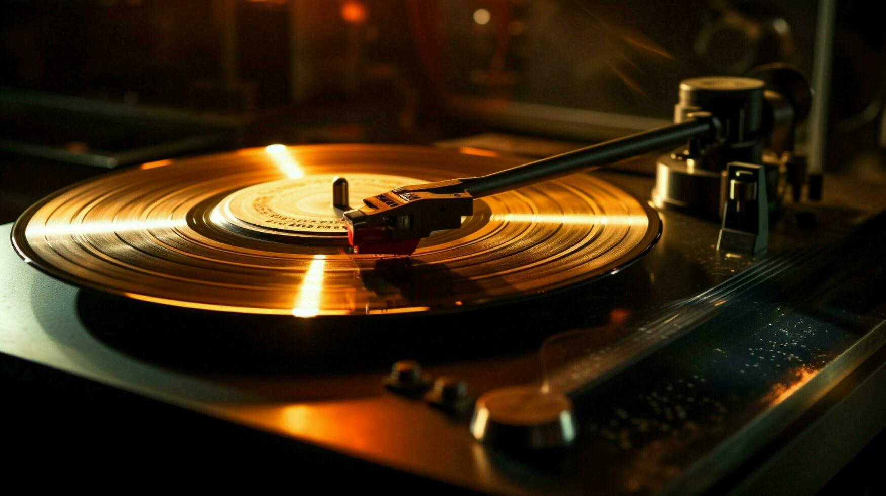 spinning grooved disk on old fashioned turntable photo