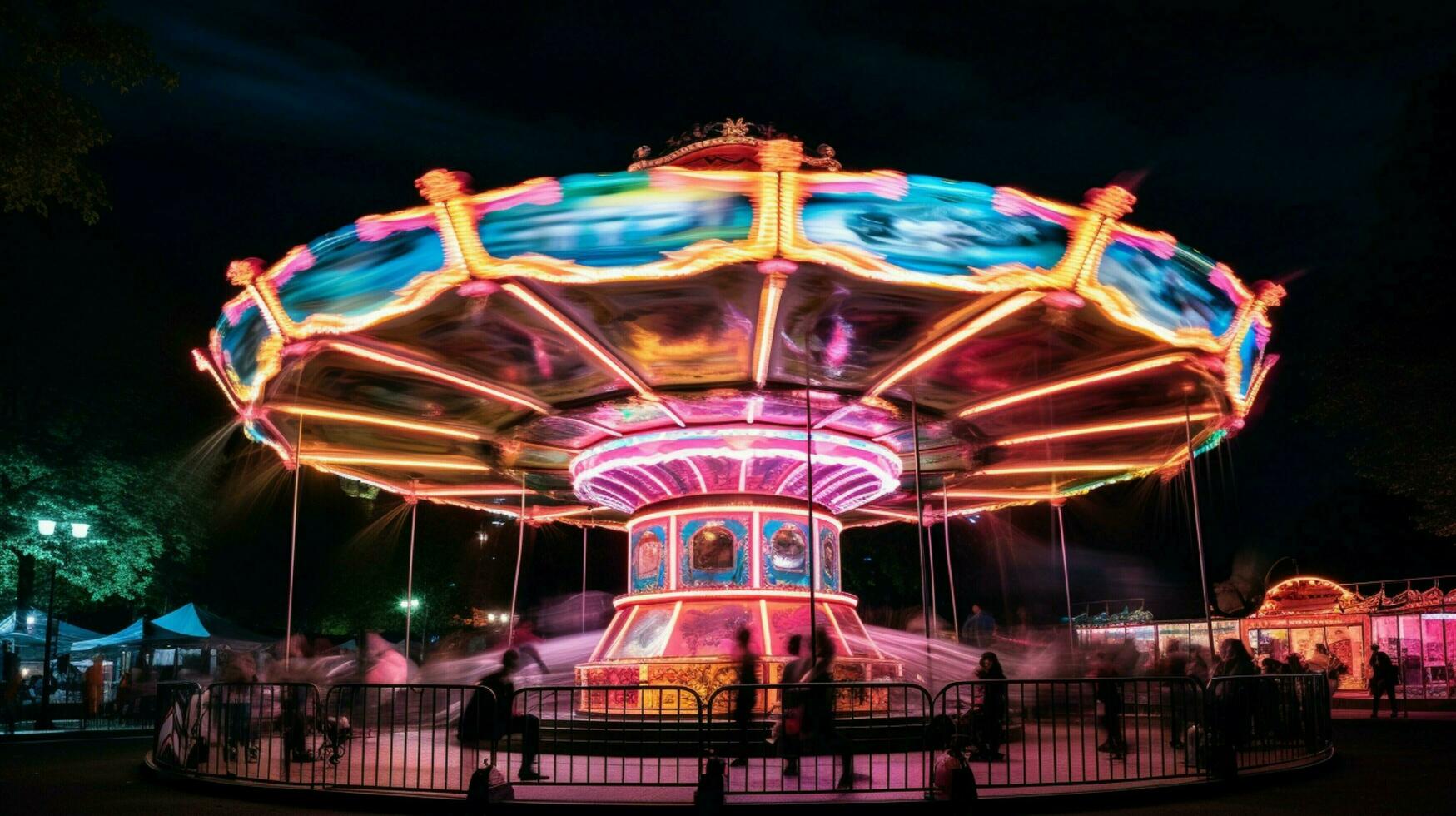 spinning carousel brings joy to nighttime crowd photo