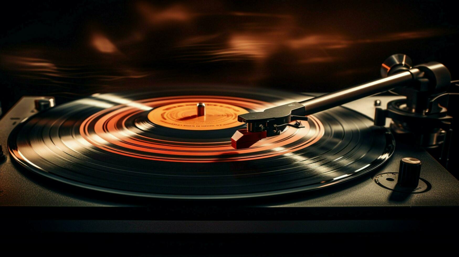 spinning grooved disk on old fashioned turntable photo