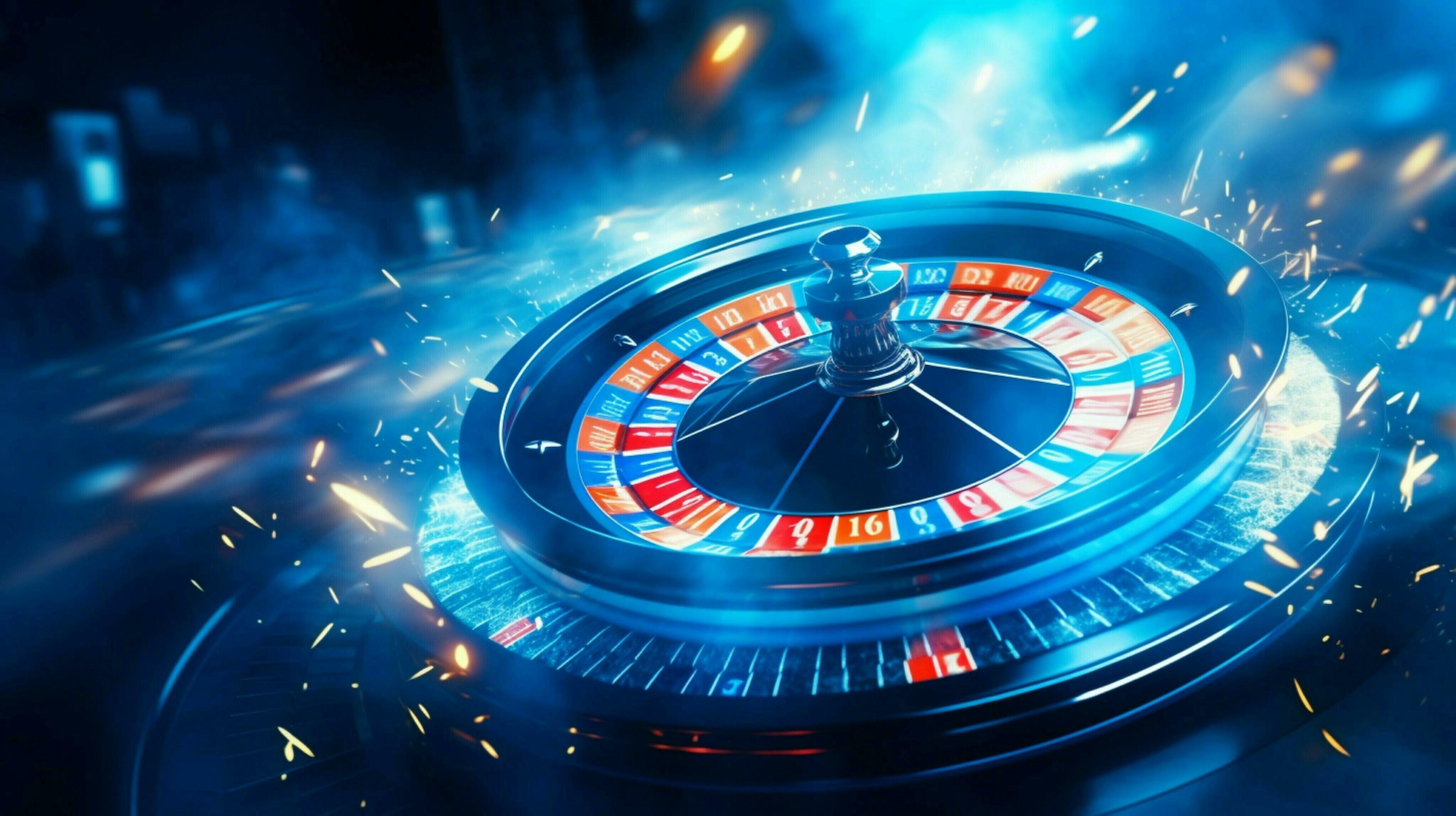spinning roulette wheel blue flame jackpot casino ultimate 32946793 Stock Photo at Vecteezy