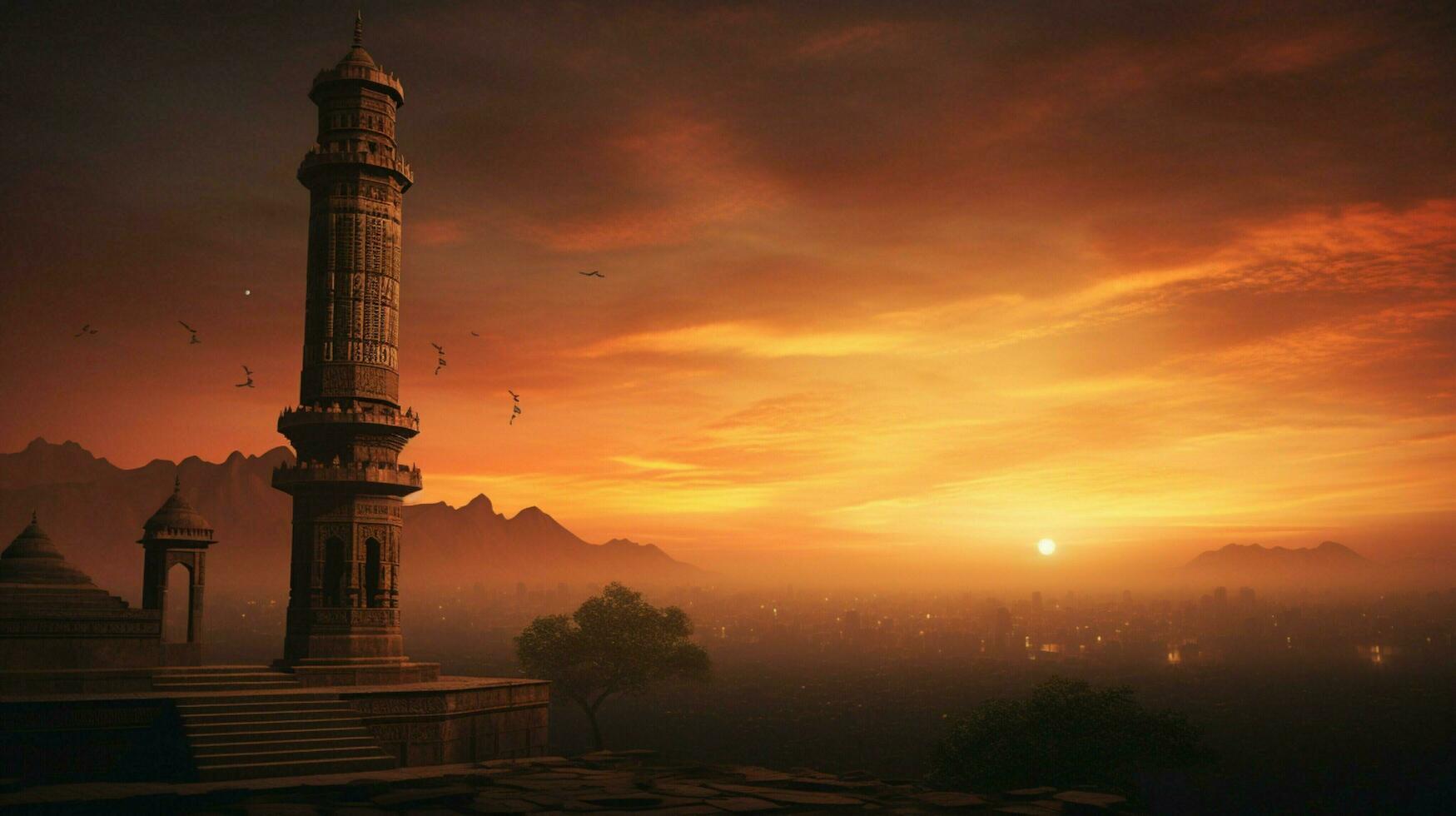 spiritual minaret symbolizes ancient indian culture photo