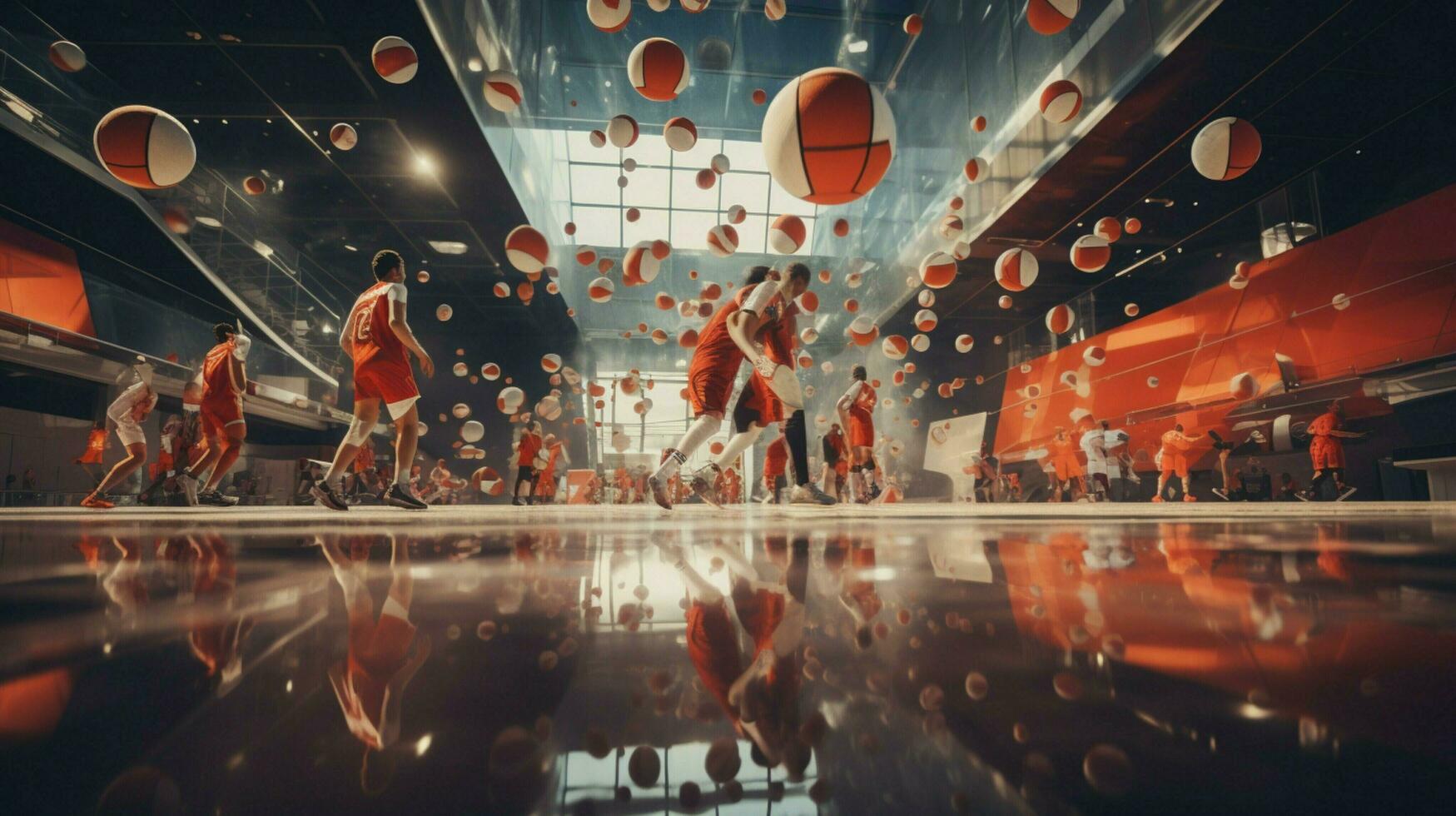 sport ball competition indoors with equipment and teams photo