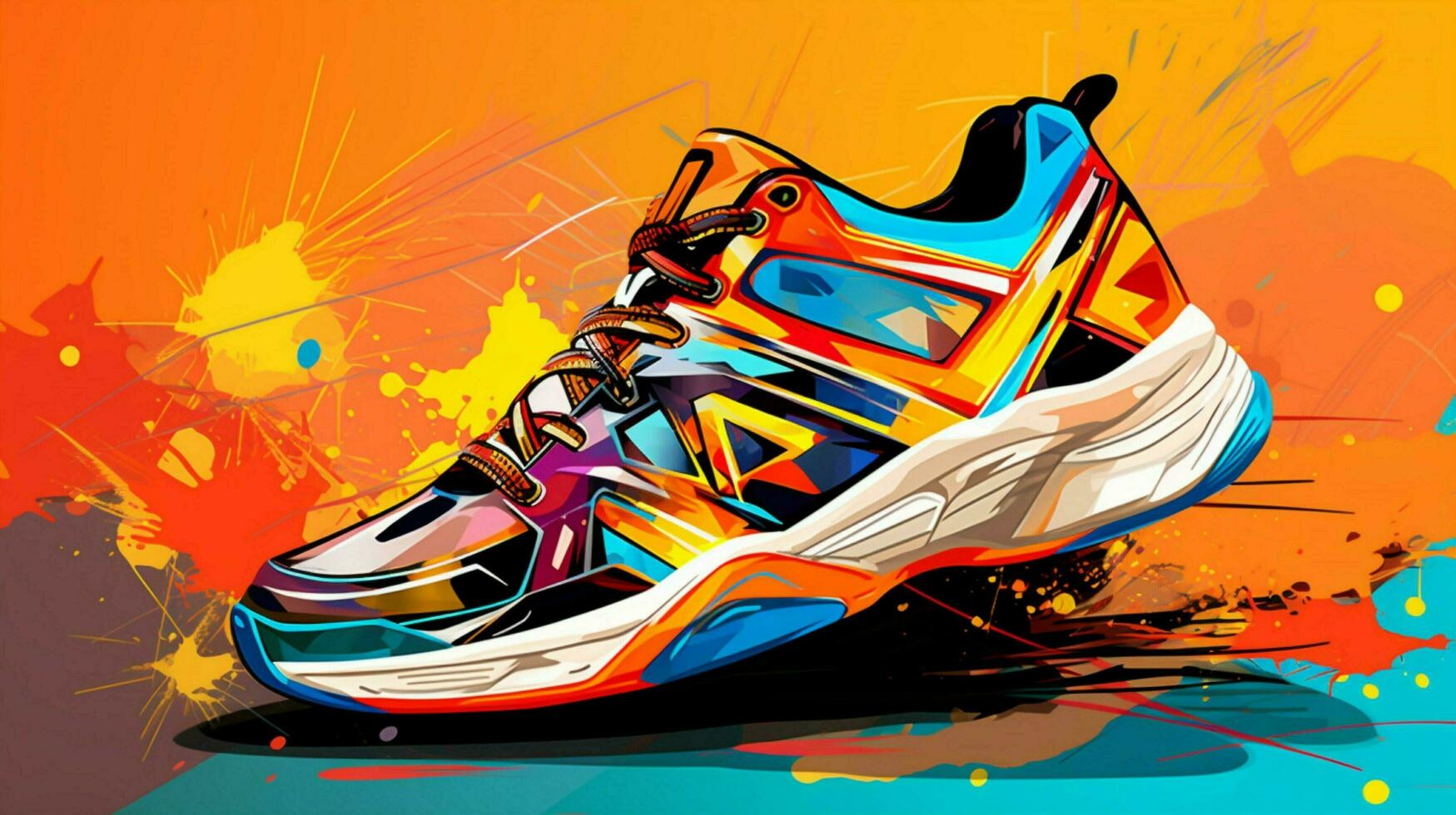 sports shoe competition in abstract multi color background photo