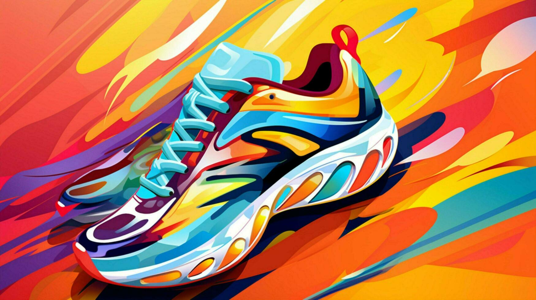 sports shoe competition in abstract multi color background photo
