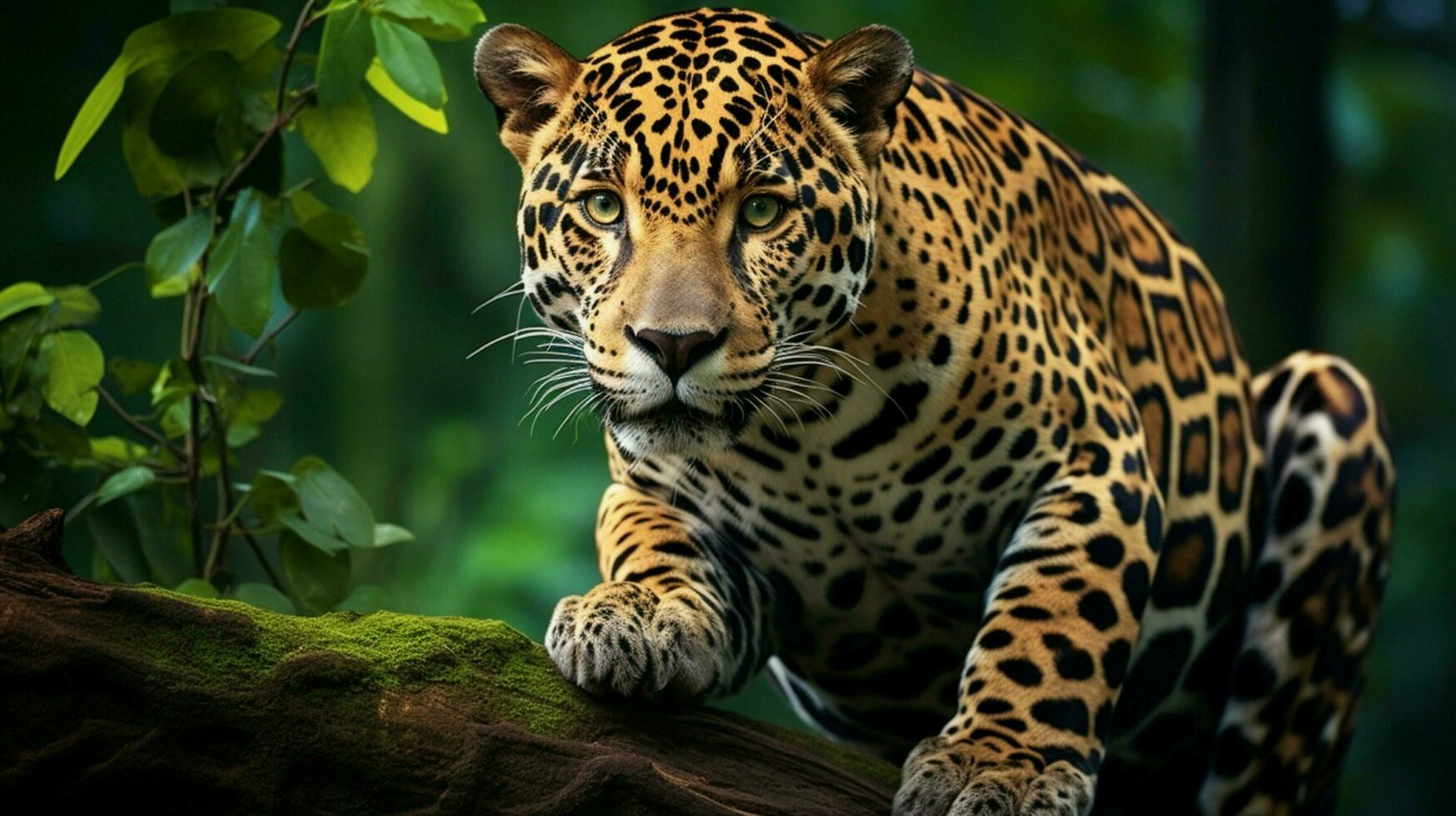 spotted jaguar stares majestic beauty in nature photo