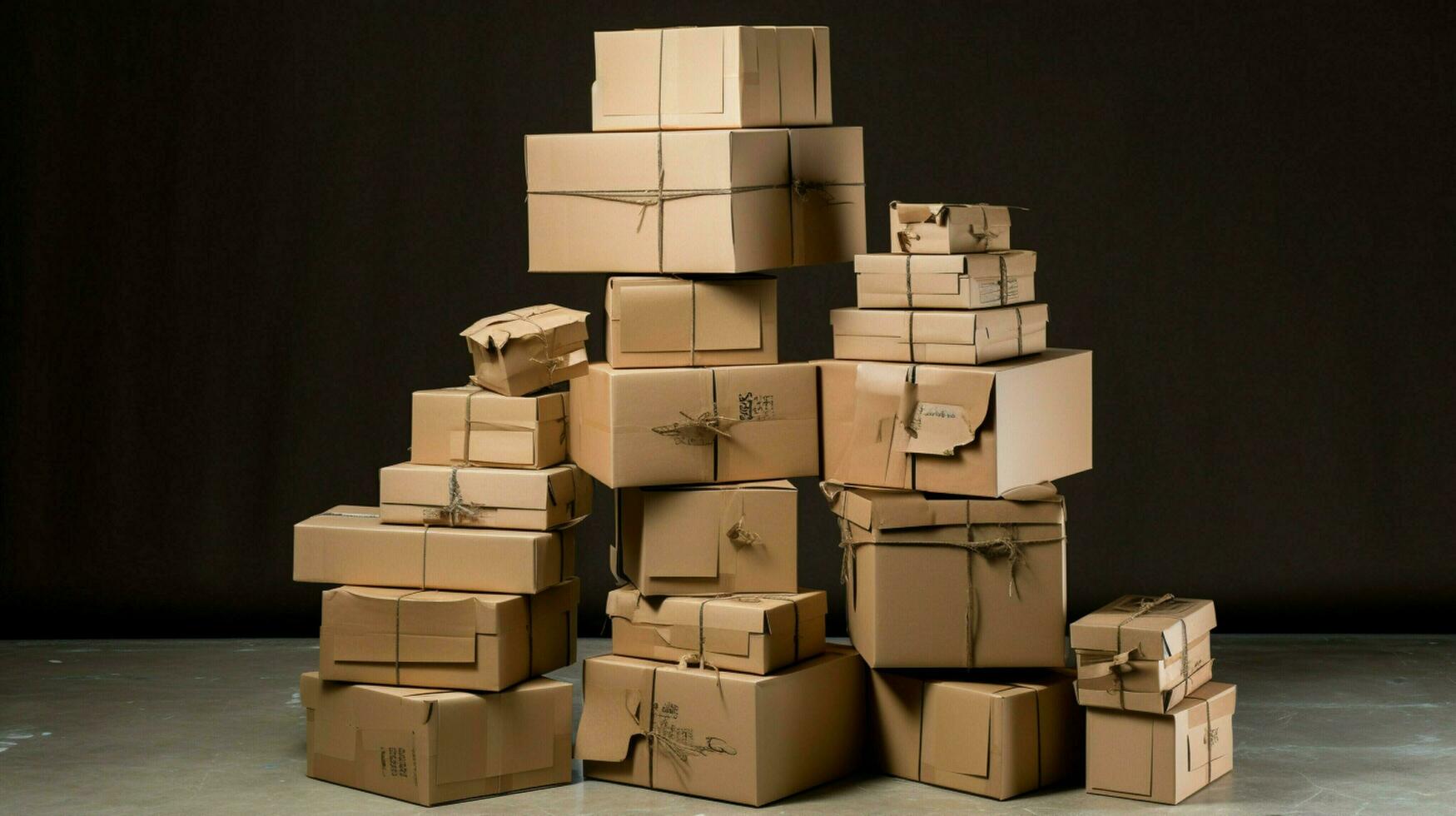 stacked cardboard boxes a gift for transportation photo