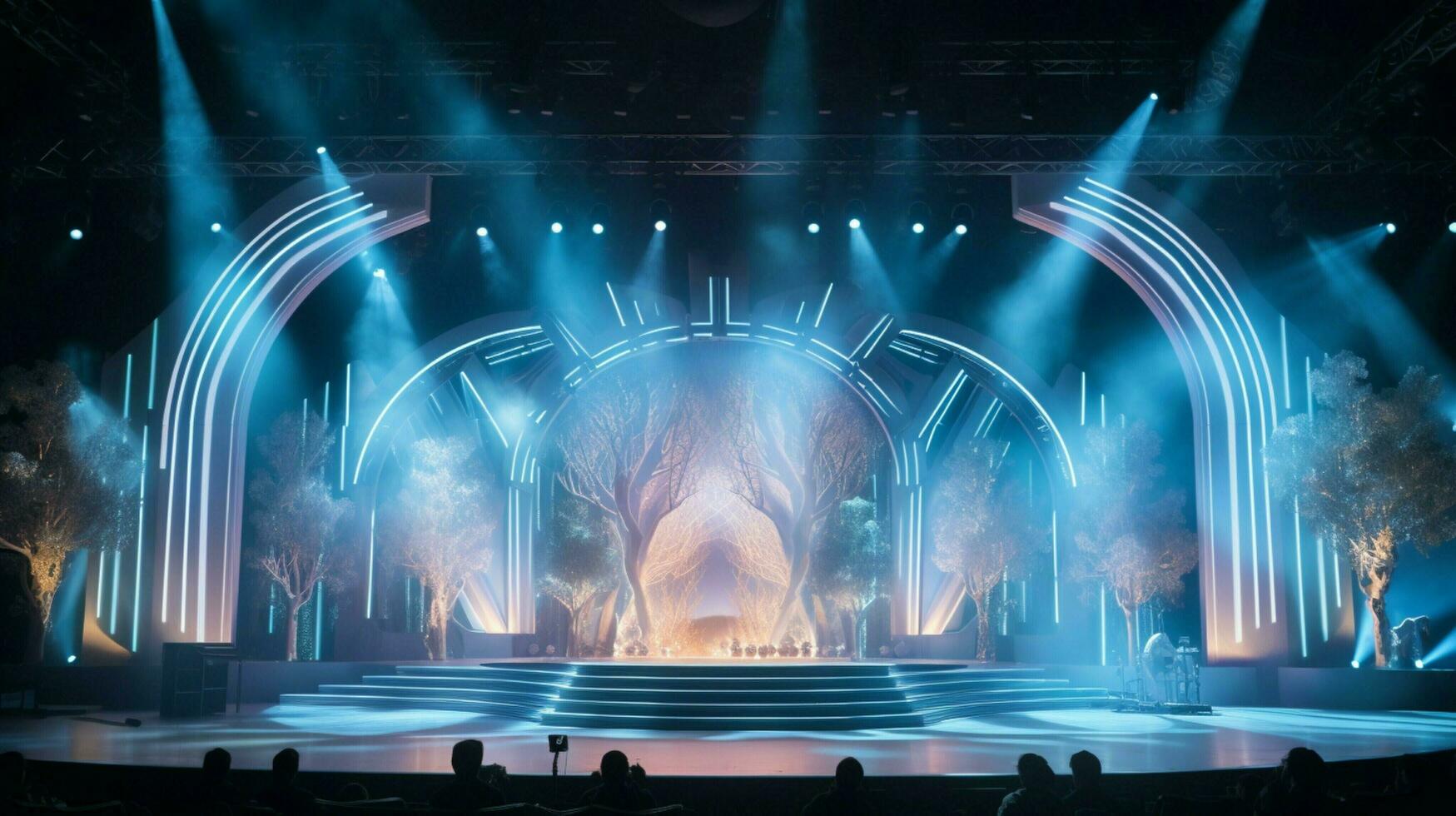 stage decorated for night celebration illuminated photo