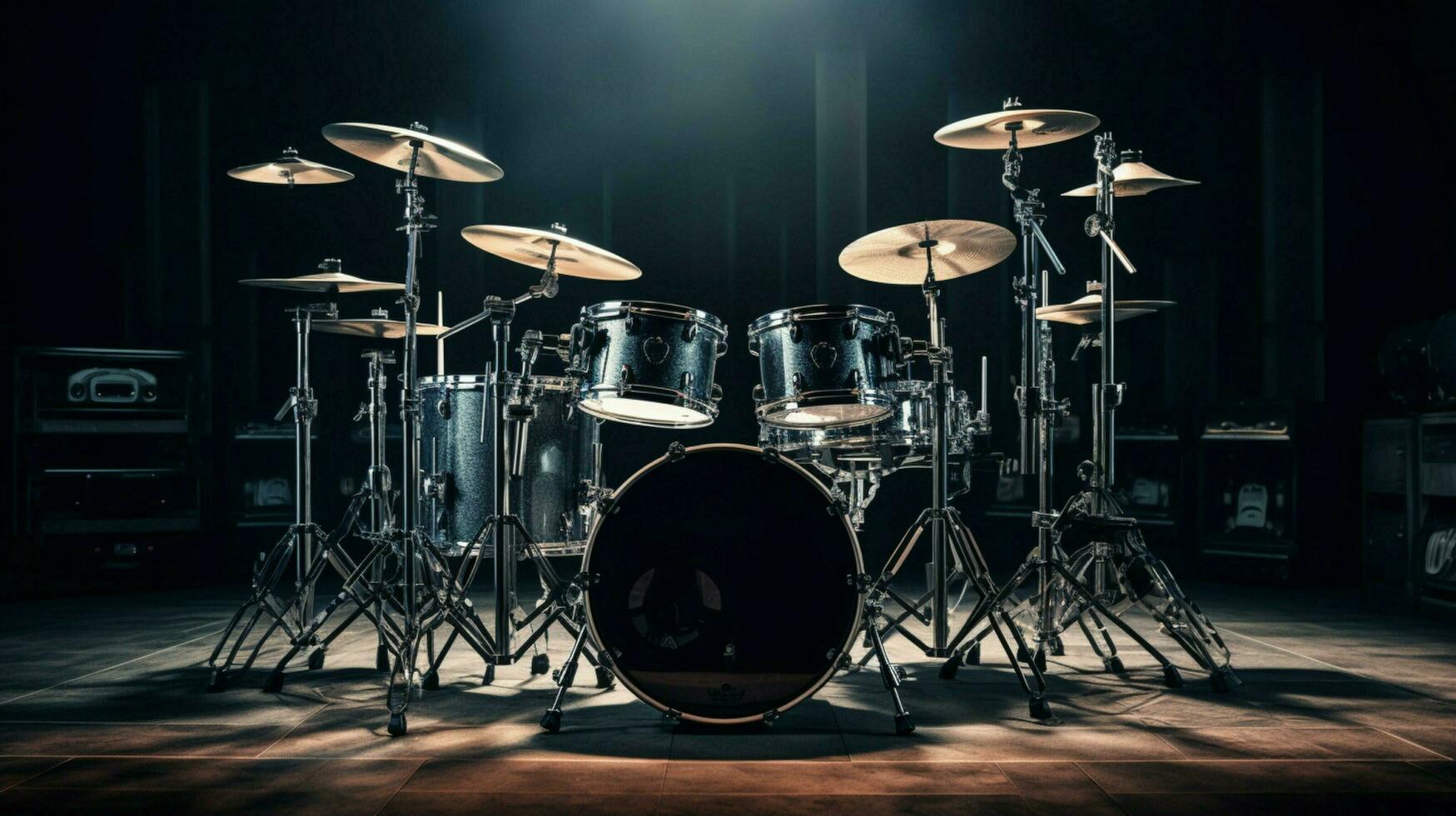 stage set drums kit and cymbal photo