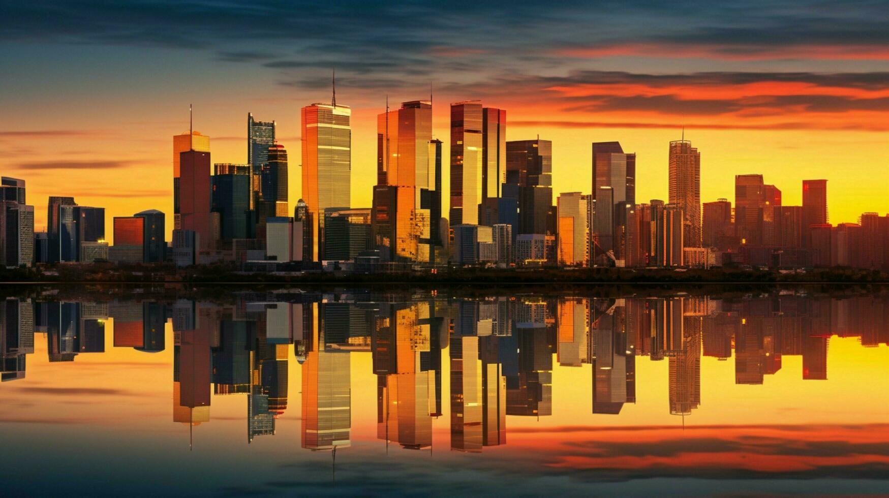 sunset illuminates modern beijing skyline steel skyscrape photo