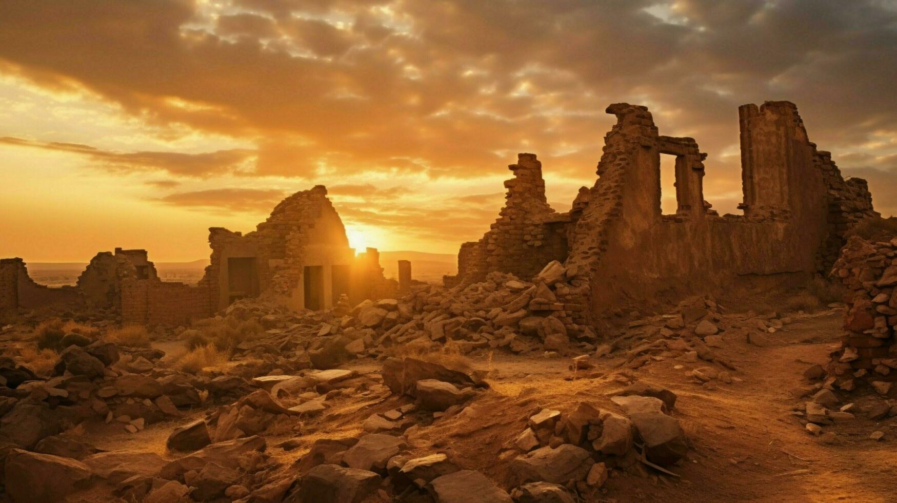 puesta de sol terminado antiguo africano minería restos asombroso foto