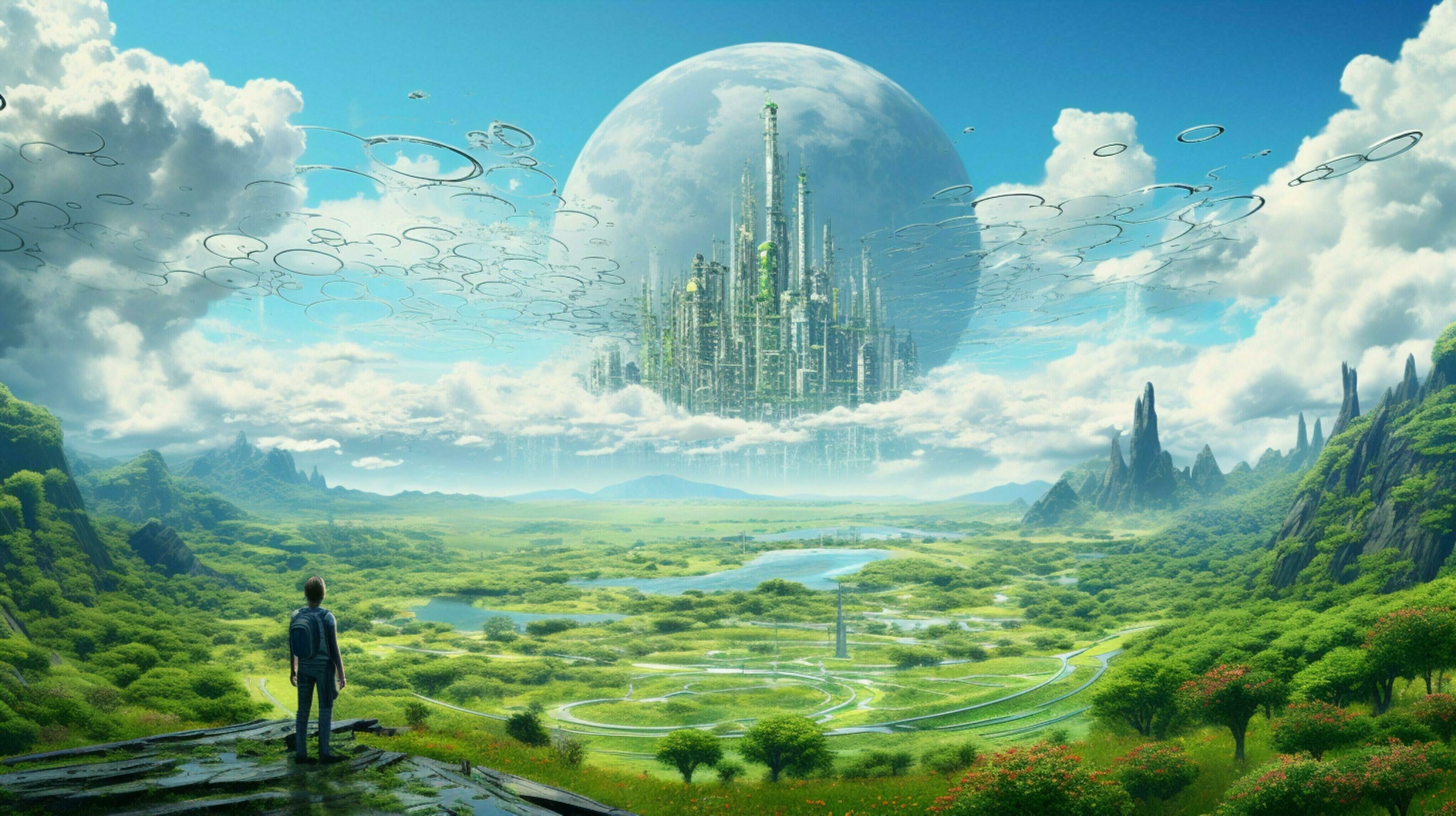 Technology Meets Nature In Wide Landscape View 32947575 Stock Photo At Technology Meets Nature In Wide Landscape View 32947575 Stock Photo At