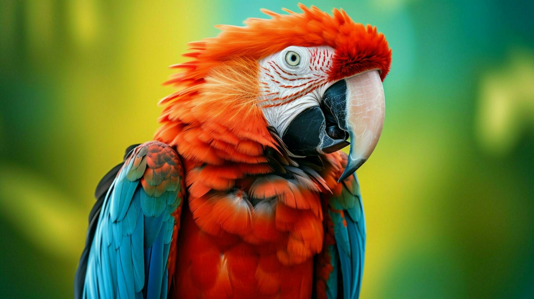 tropical macaw perched vibrant feathers in focus photo