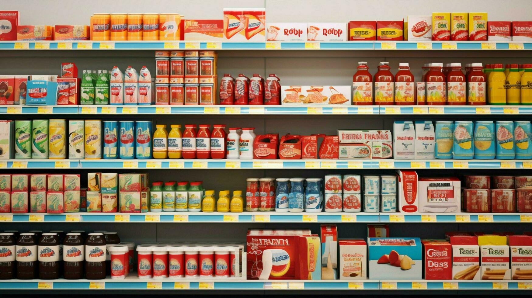 variedad de mercancías en supermercado Tienda estantería foto