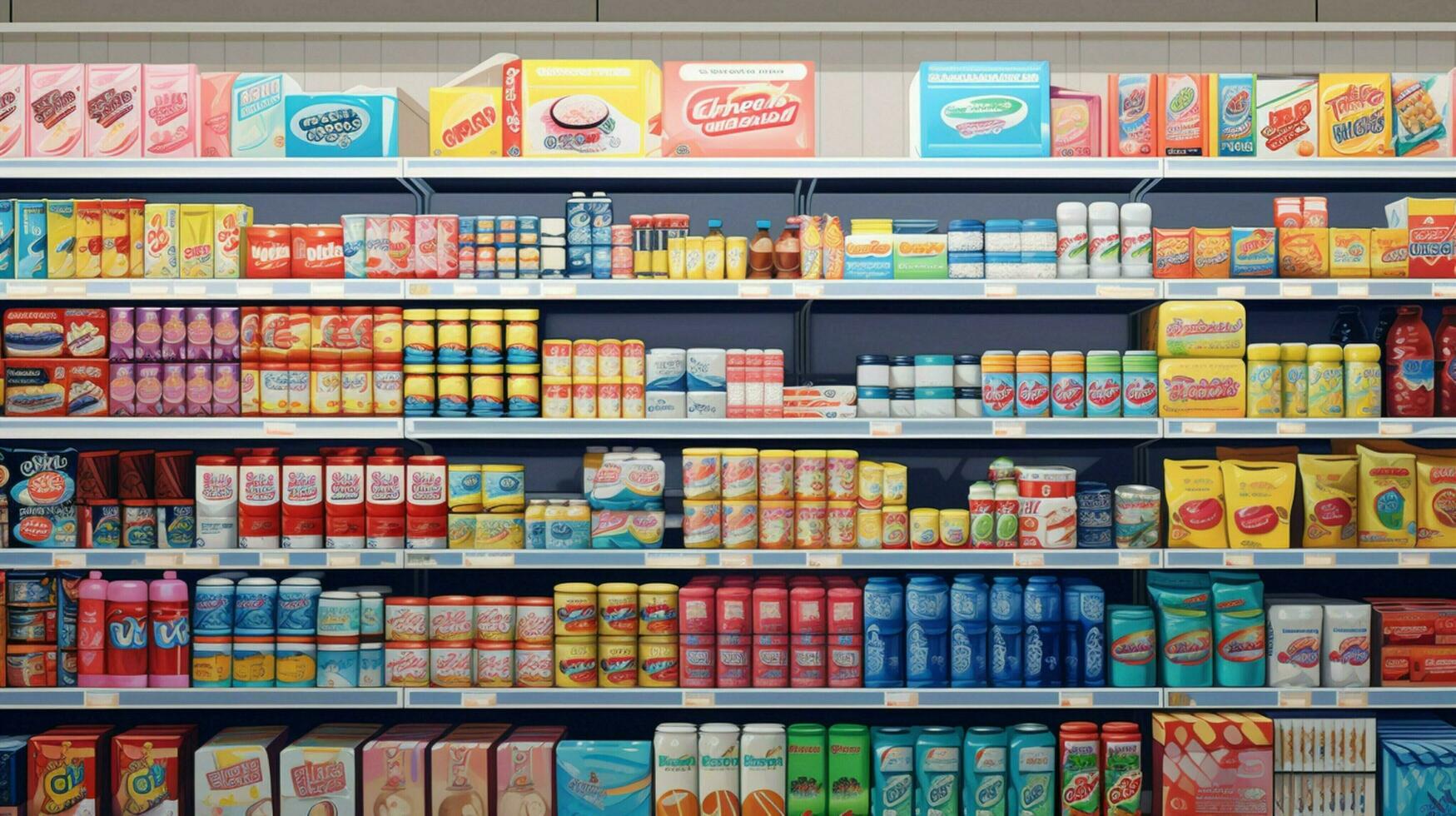 variety of merchandise on supermarket store shelves photo