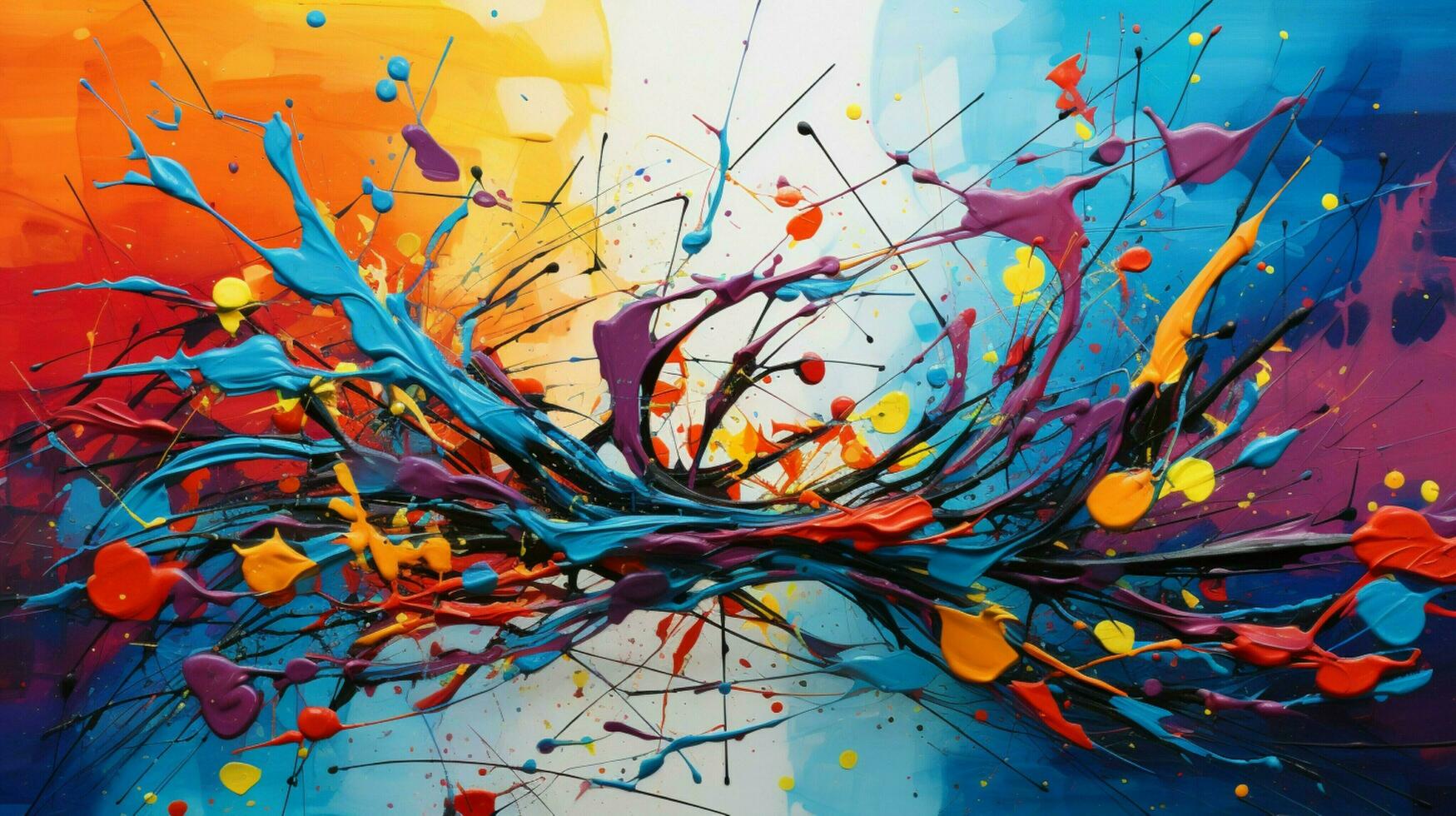 vibrant acrylic painting with chaotic brush strokes photo