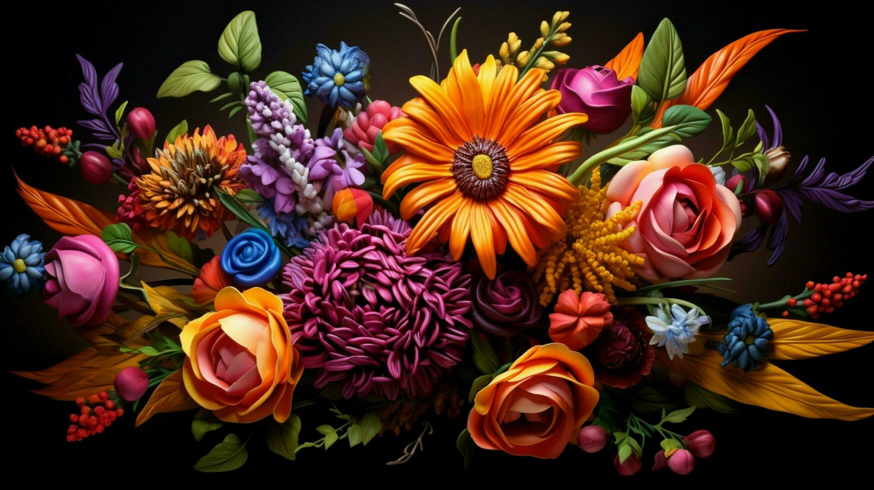 vibrant bouquet of multi colored flowers showcasing nature photo