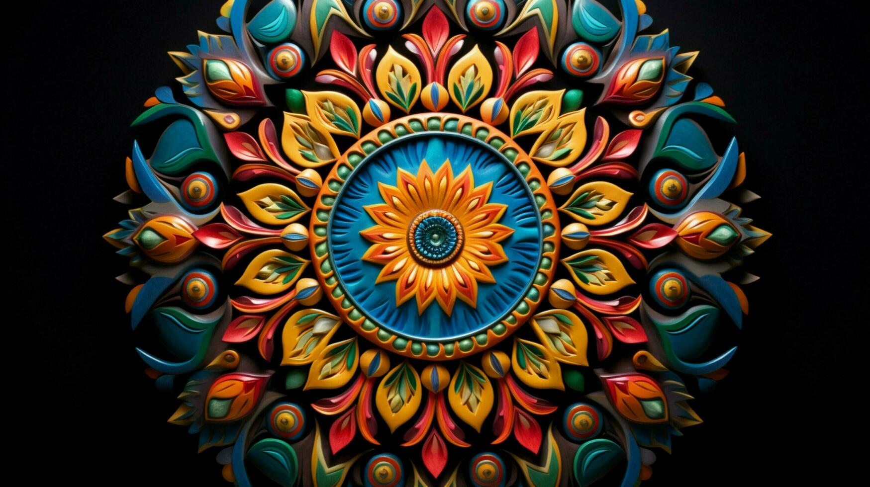 vibrant circular mandala depicts indian cultural elegance photo