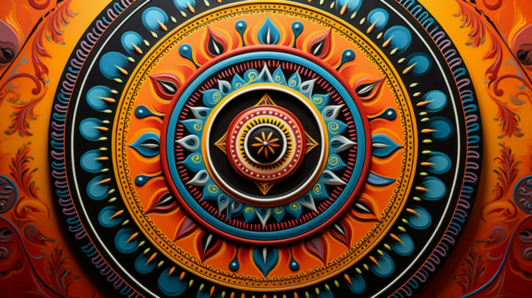 vibrant circular mandala depicts indian cultural elegance photo