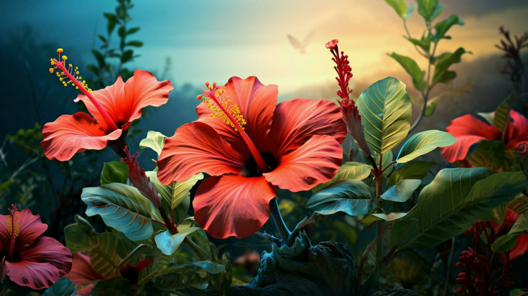 vibrant hibiscus blossom in meadow showcasing nature photo