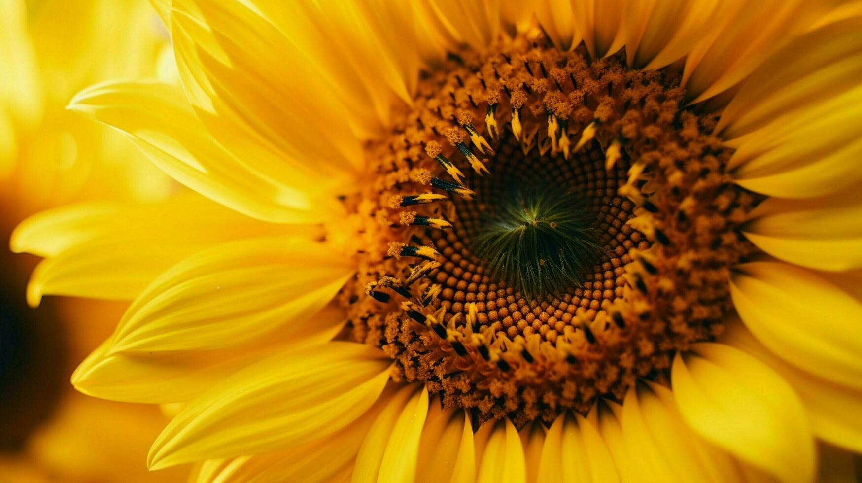 vibrante amarillo girasol cerca arriba de pétalo belleza en naturaleza foto