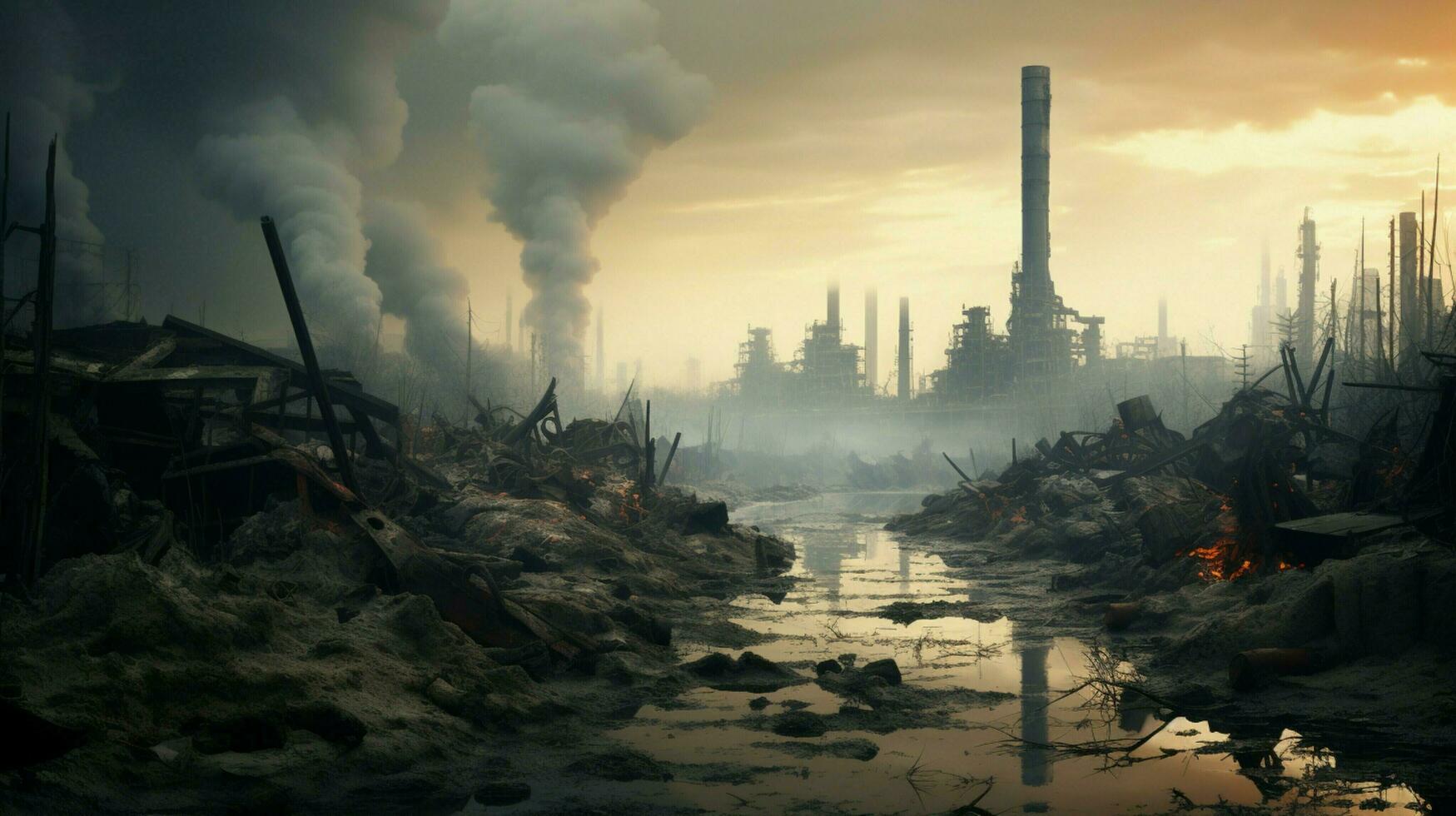 war forces industry to pollute environment air photo