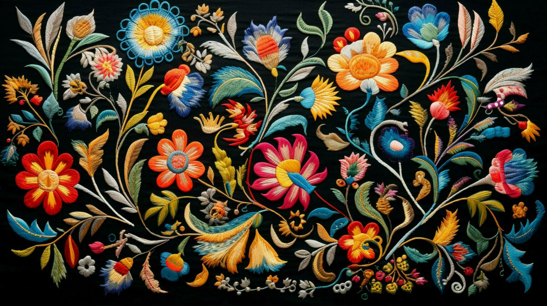 woven wool textile with ornate embroidery pattern photo