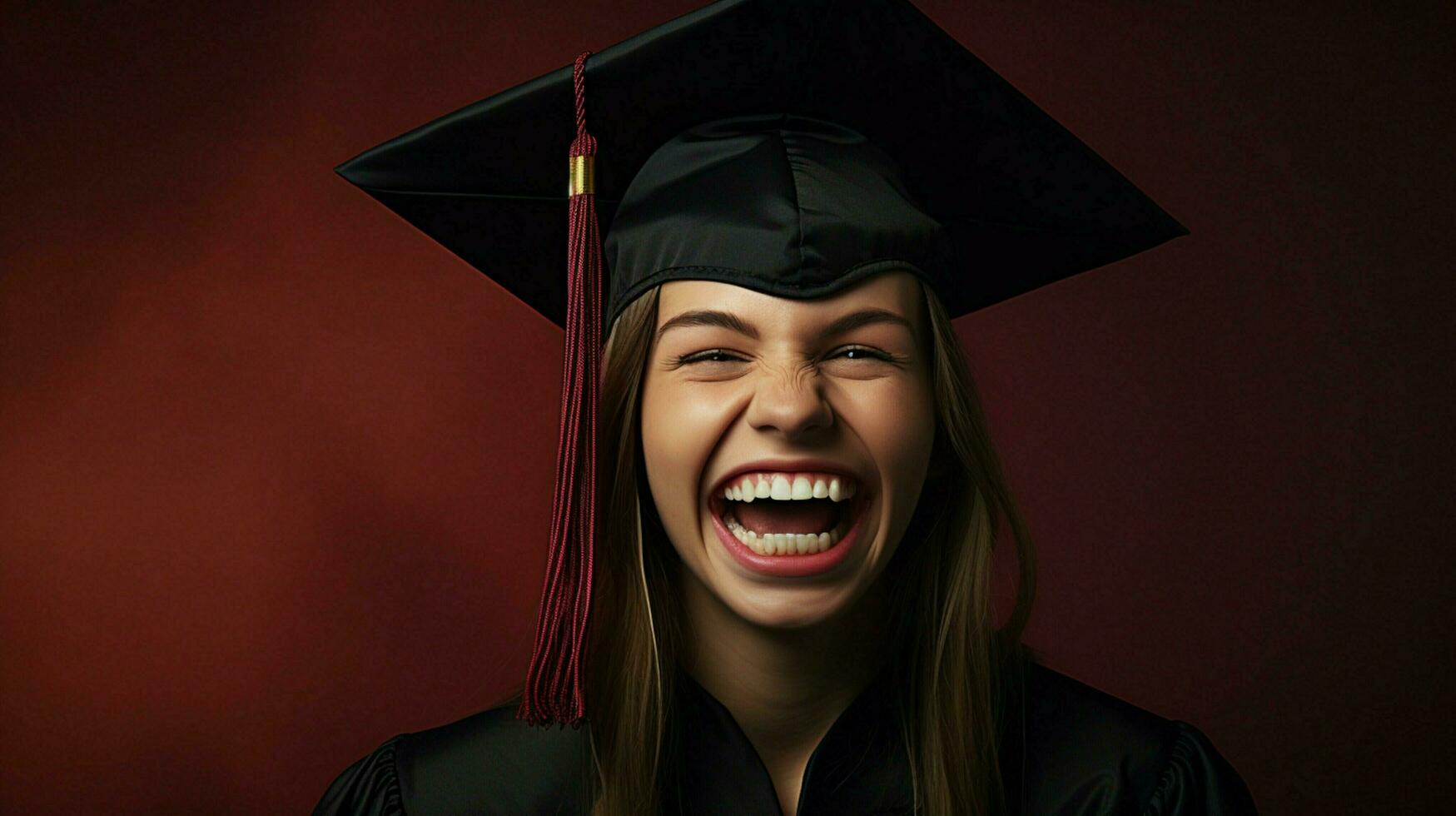 young adult achievement graduation gown toothy smile photo