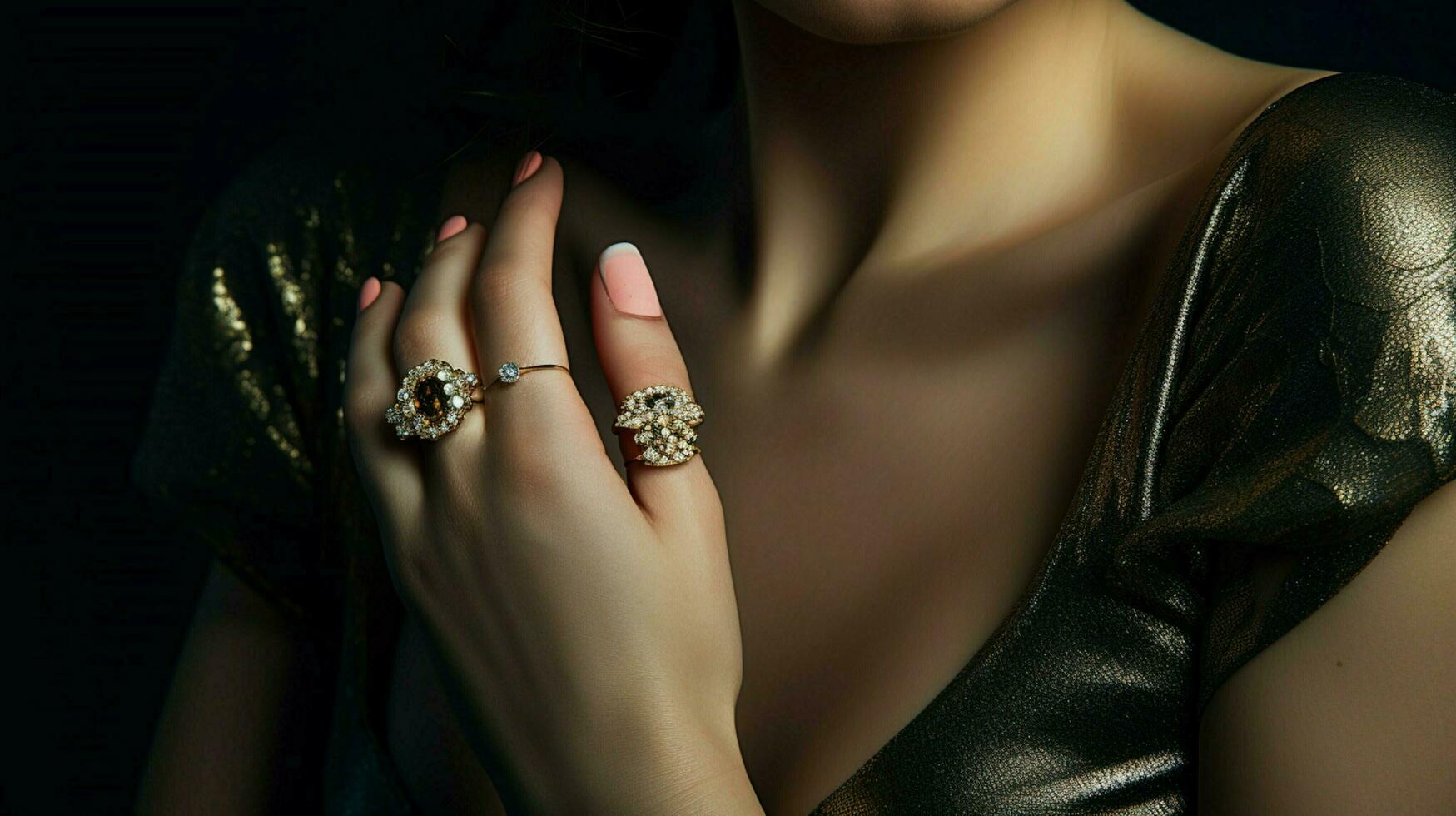 young adult female with elegant manicure exudes sensuality photo