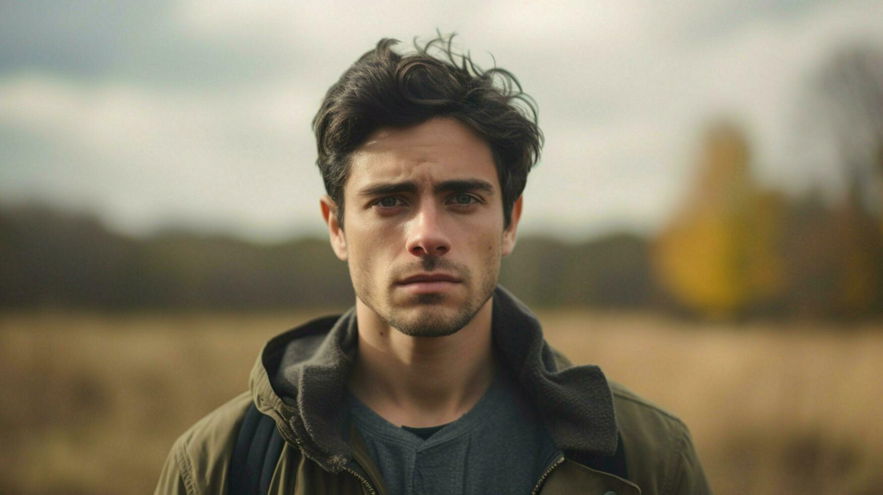 young adult man confident and serious looking at camera photo