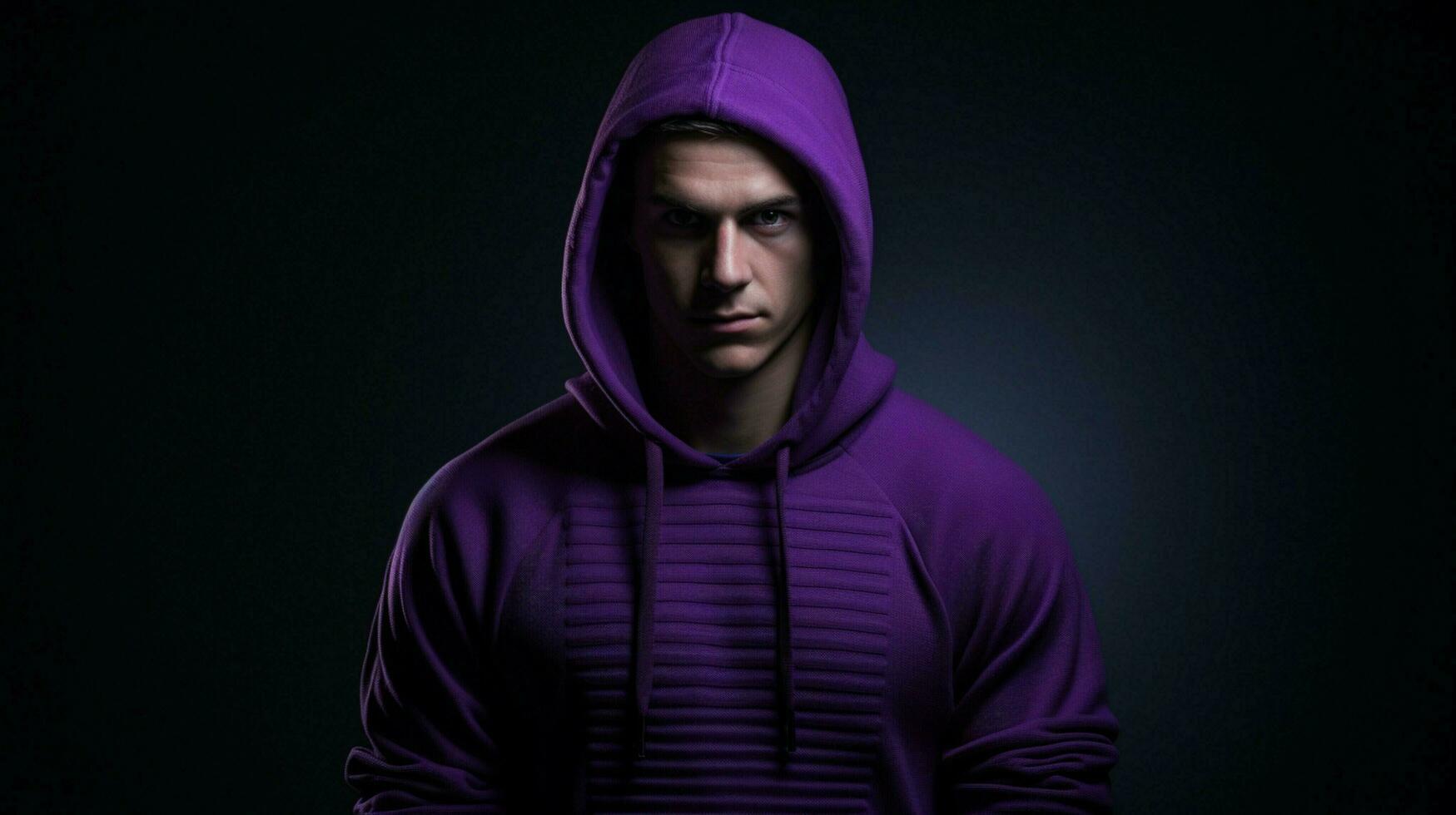 young adult thief in purple sports clothing photo