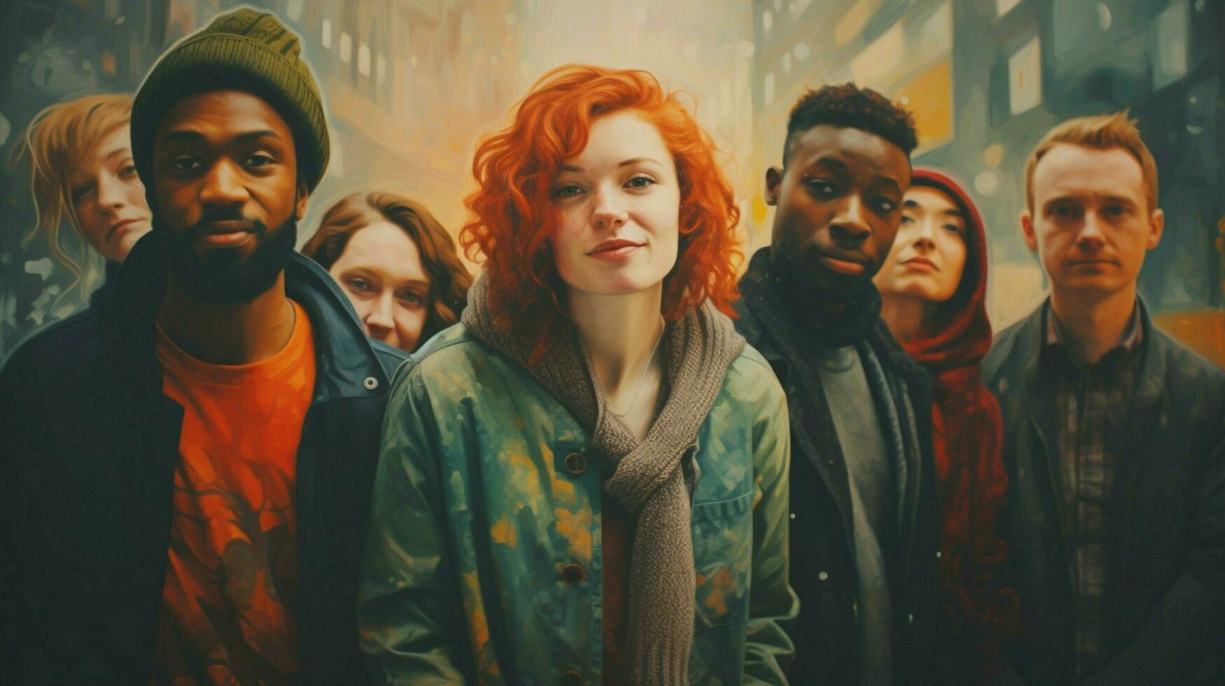 young adults and adults looking at camera photo