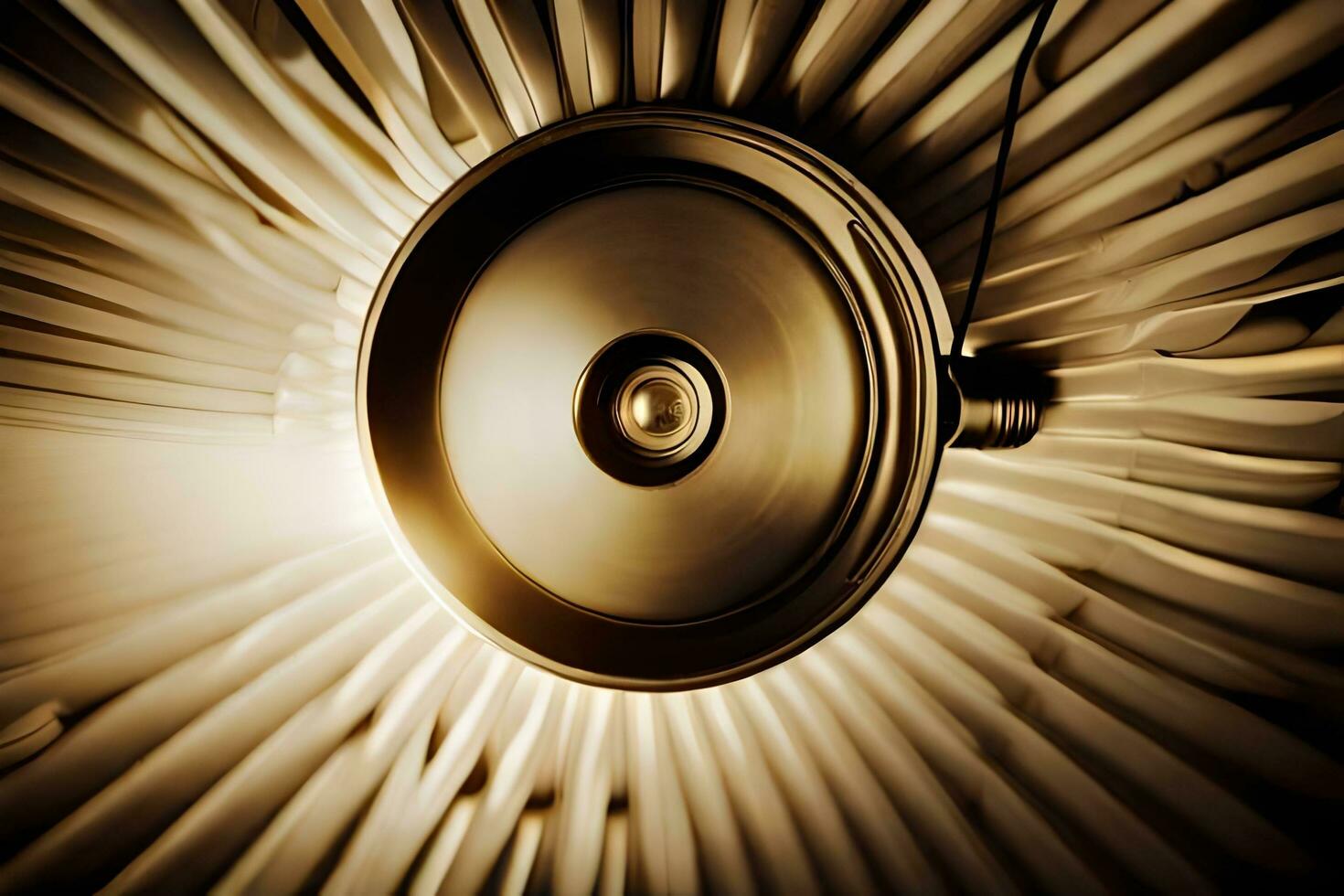 a close up of a circular light fixture. AI-Generated photo