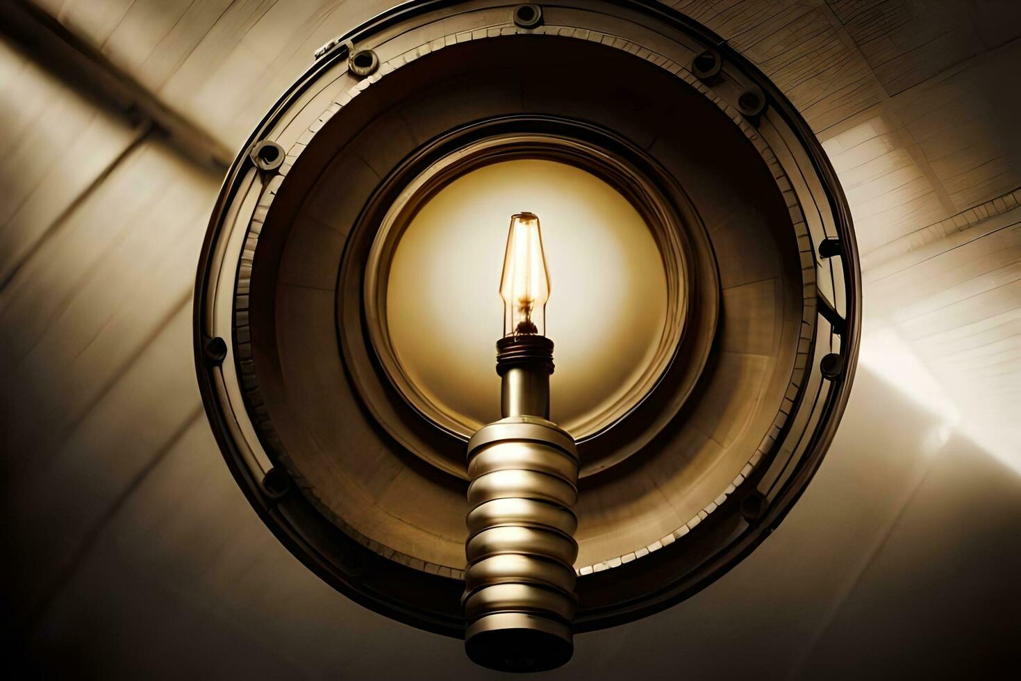 a light bulb is shown in a circular light fixture. AI-Generated photo