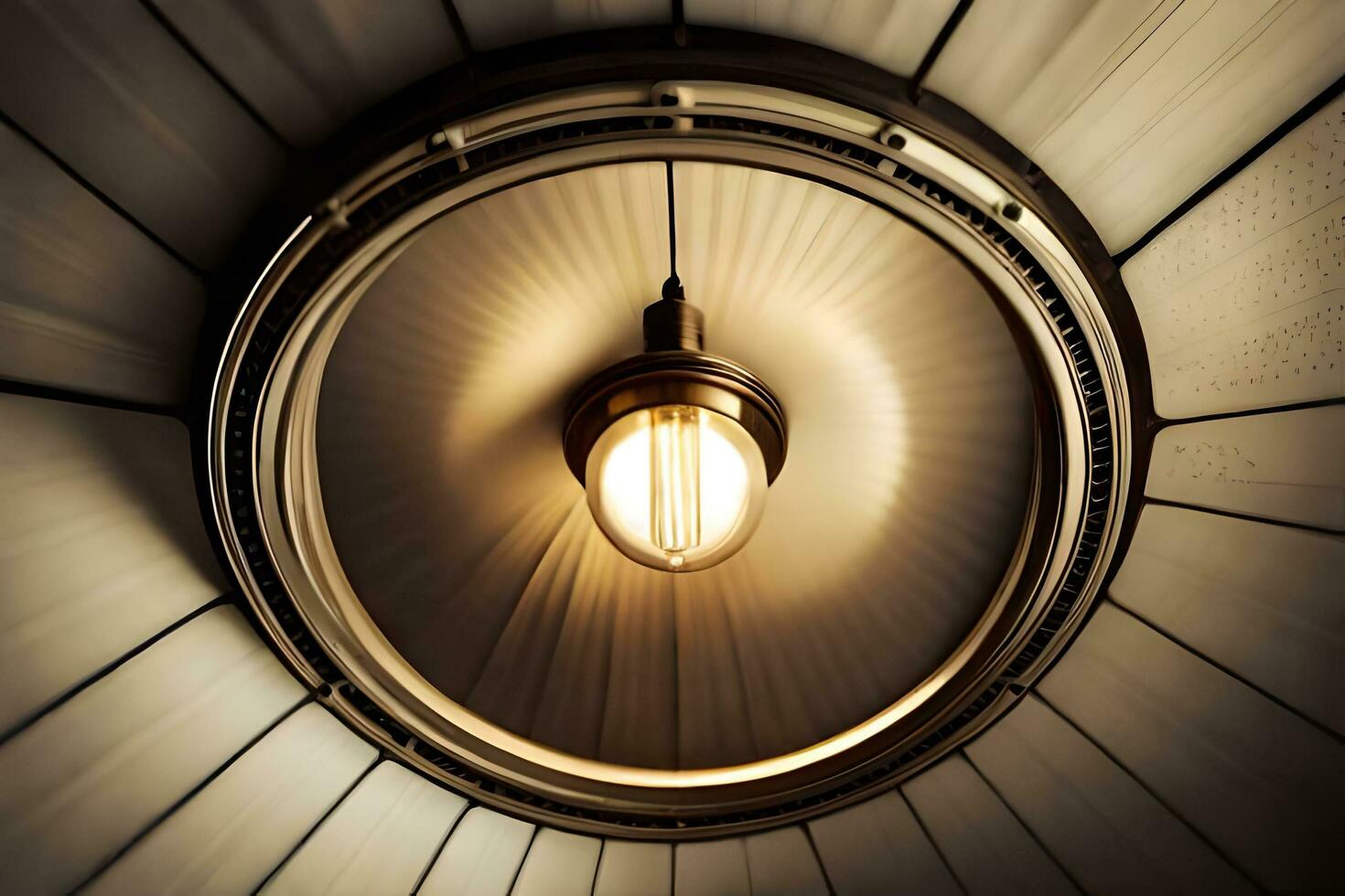 a light bulb is hanging from the ceiling of a room. AI-Generated photo