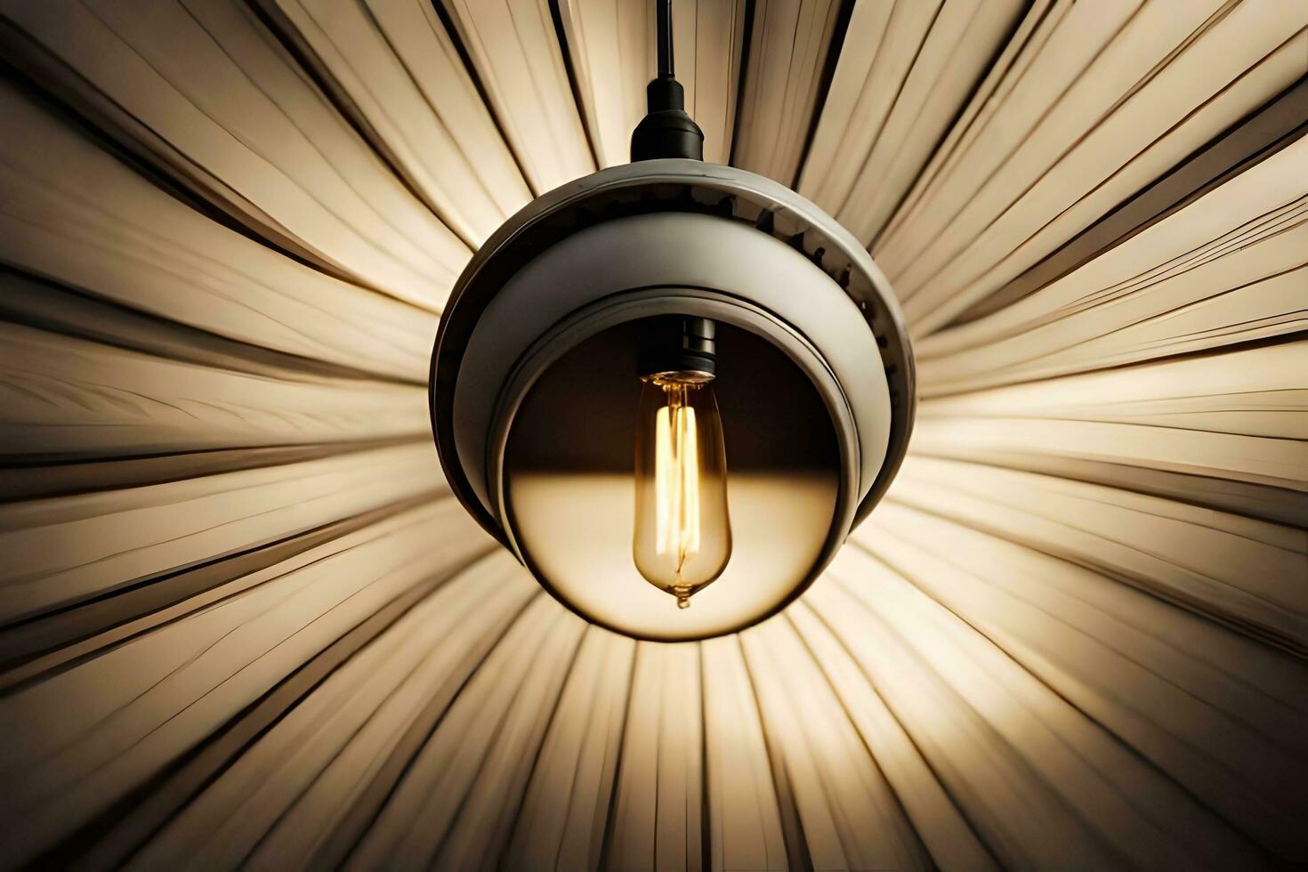 a light bulb is hanging from a ceiling. AI-Generated photo