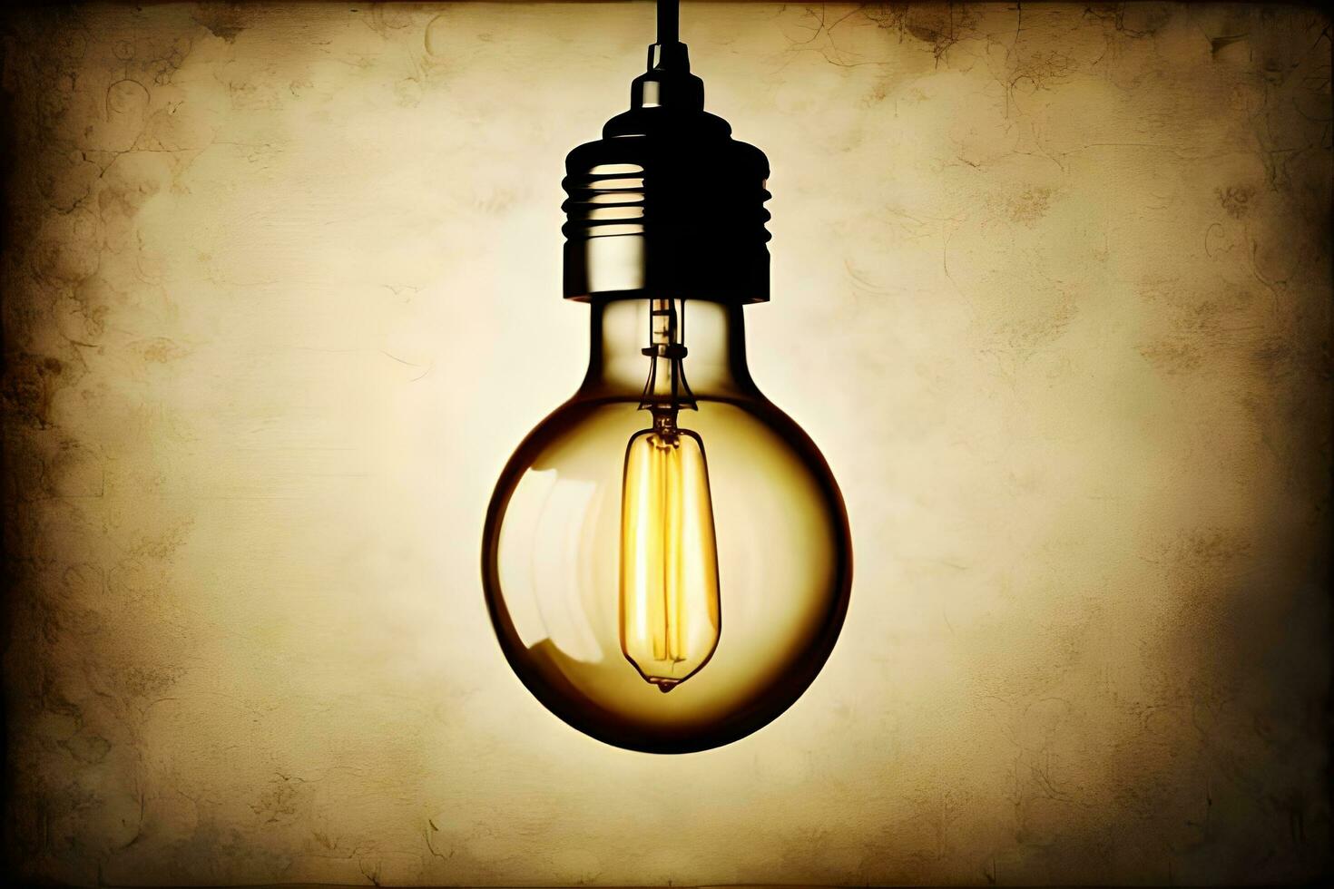 an old light bulb hanging from a string. AI-Generated photo