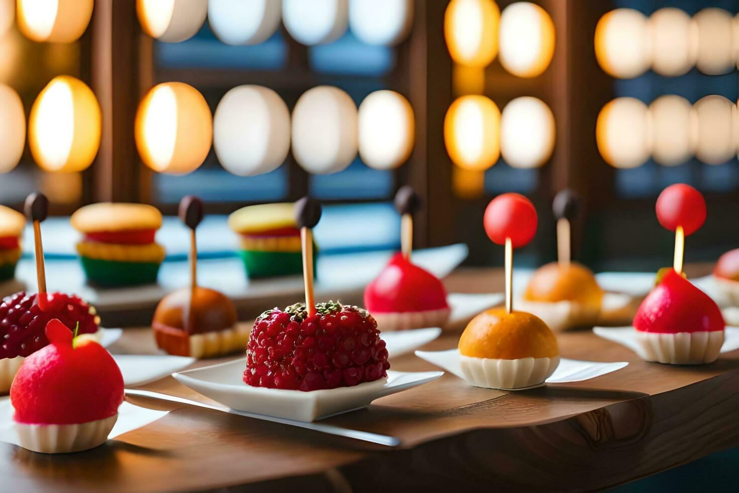 a table with a variety of desserts on it. AI-Generated photo