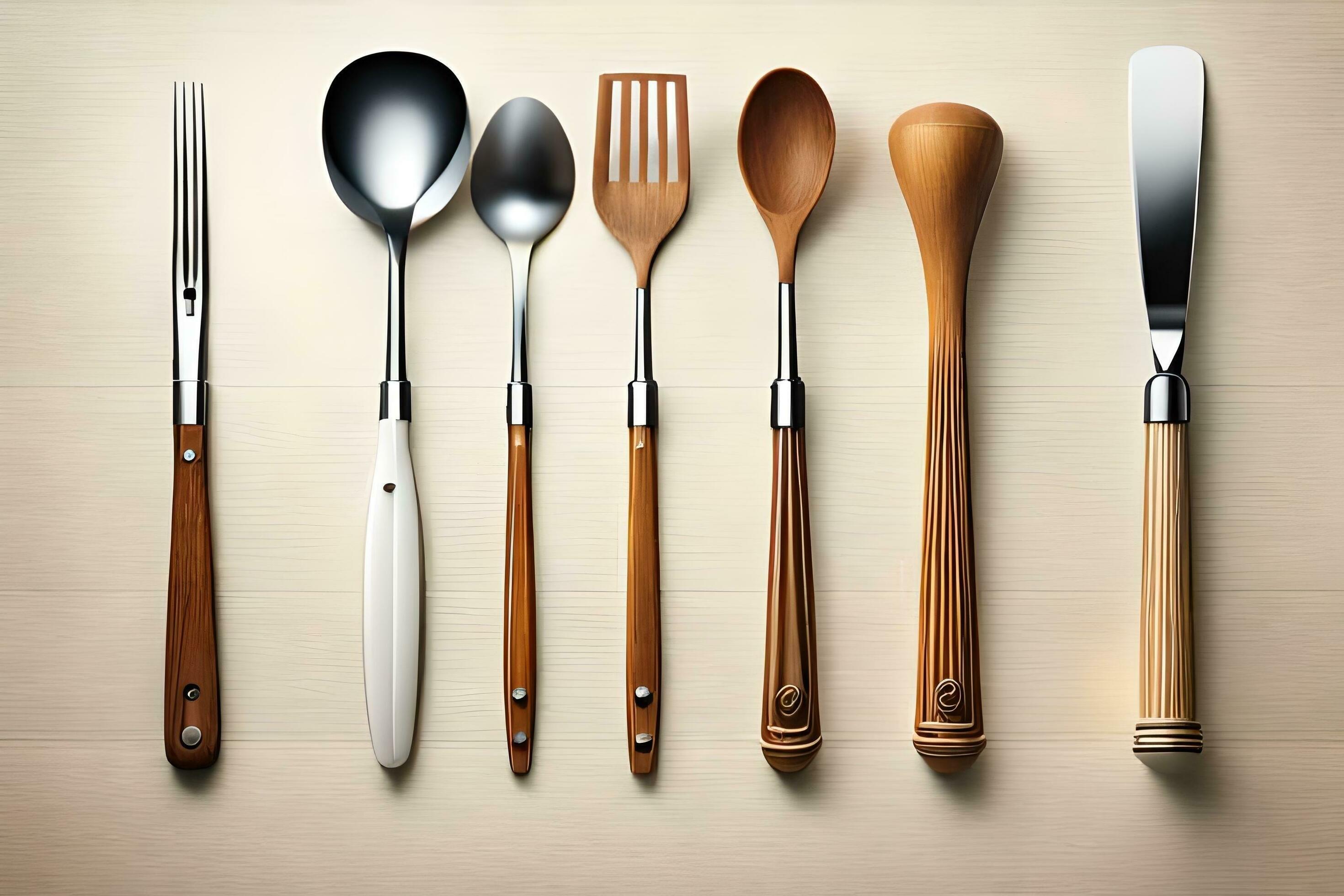 a group of different utensils arranged in a row AI Generated 32956870