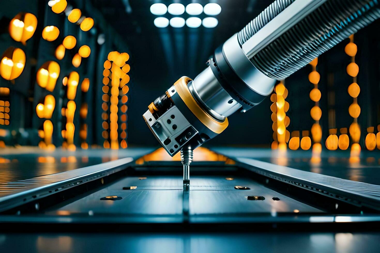 a robotic arm is working on a machine. AI-Generated photo