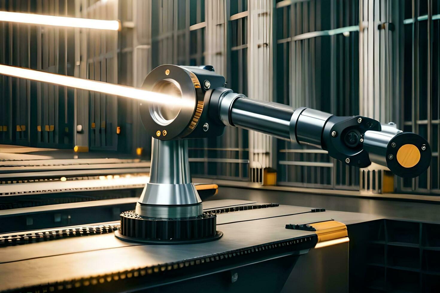 a robotic arm is holding a laser beam. AI-Generated photo