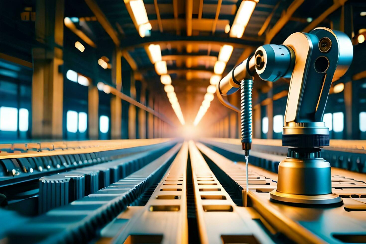 a robot is standing in front of a machine. AI-Generated photo