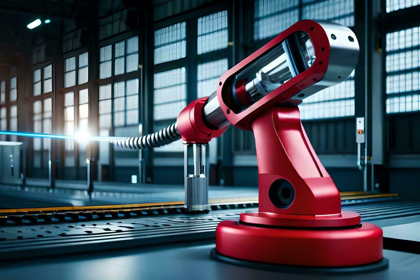 a robot is working on a machine in a factory. AI-Generated photo