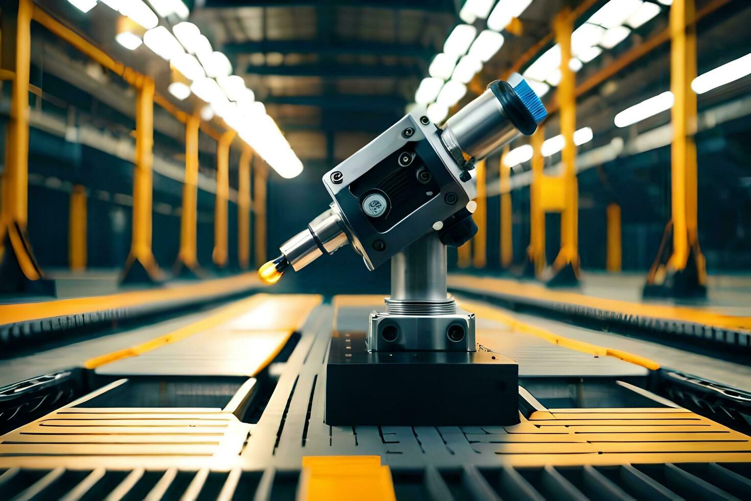 a machine is sitting on a conveyor belt. AI-Generated photo