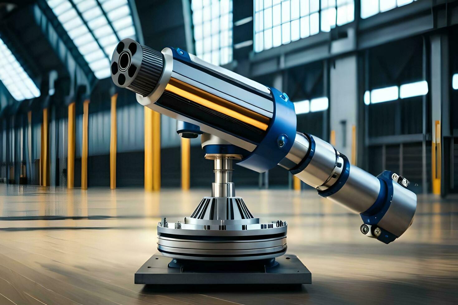 a large telescope is sitting on top of a table. AI-Generated photo