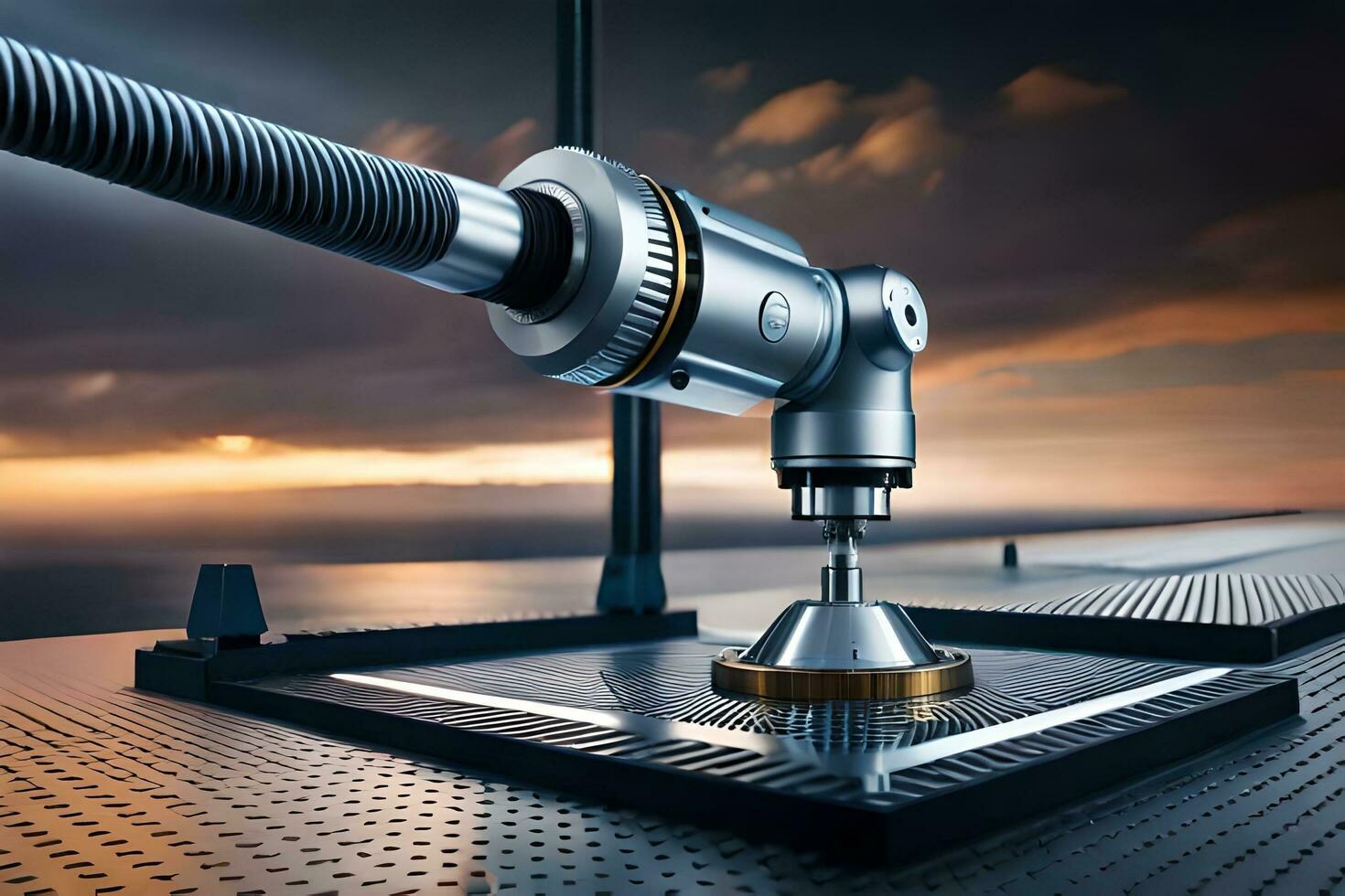 a machine is on top of a table with a metal rod. AI-Generated photo