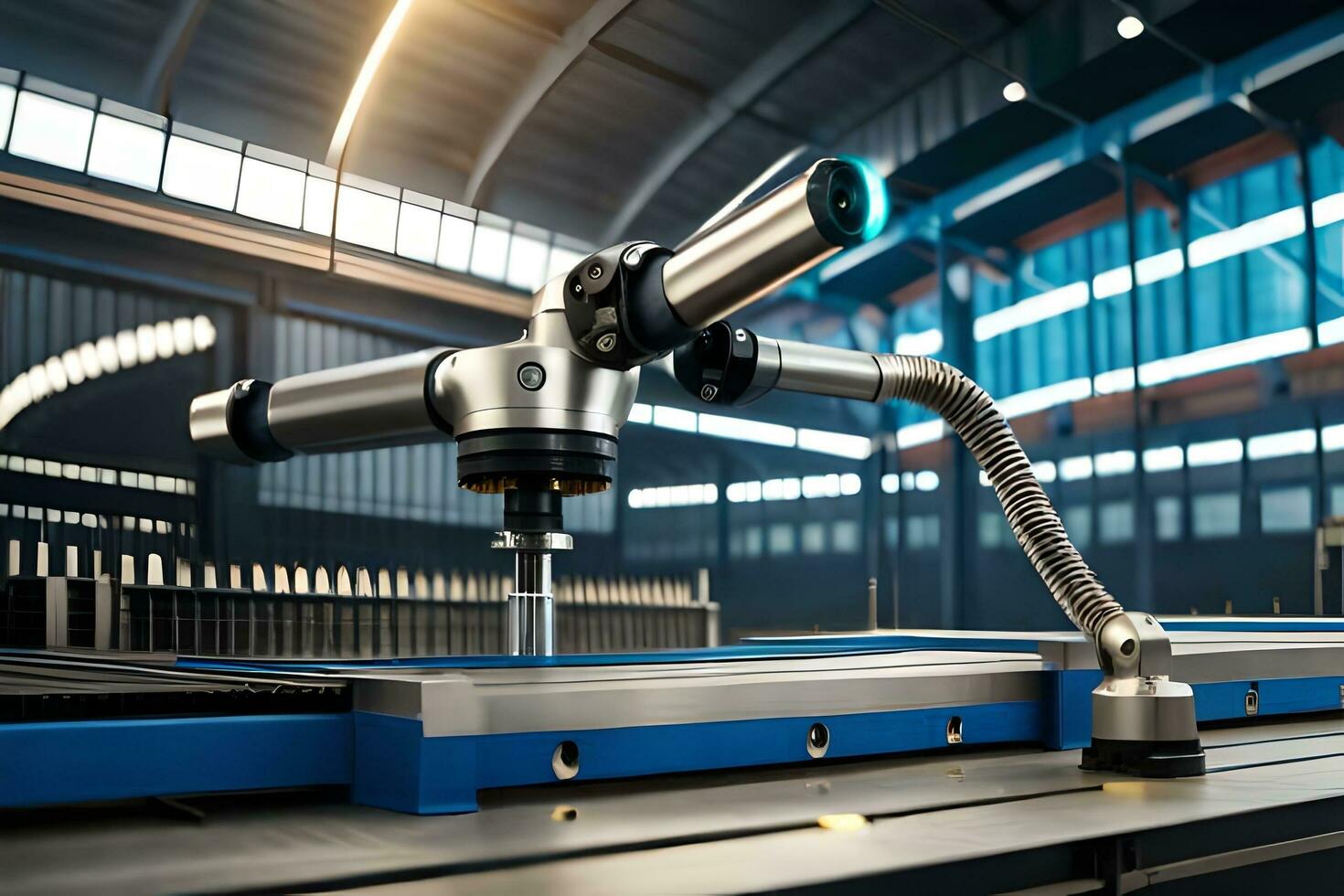 a machine is working on a metal table. AI-Generated photo