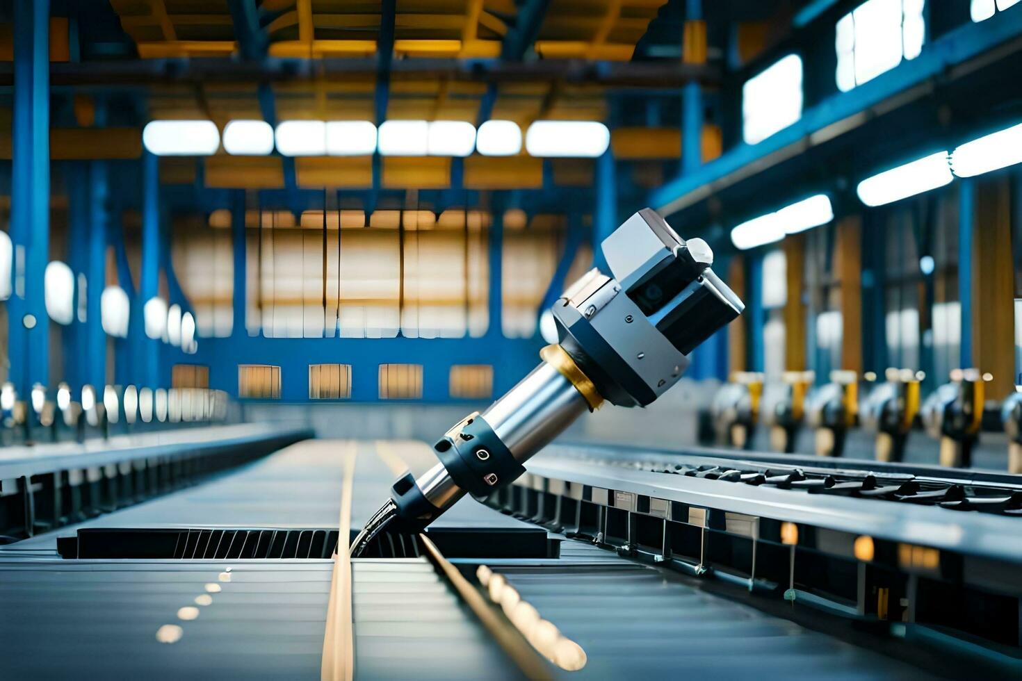 a machine is working on a conveyor belt in a factory. AI-Generated photo