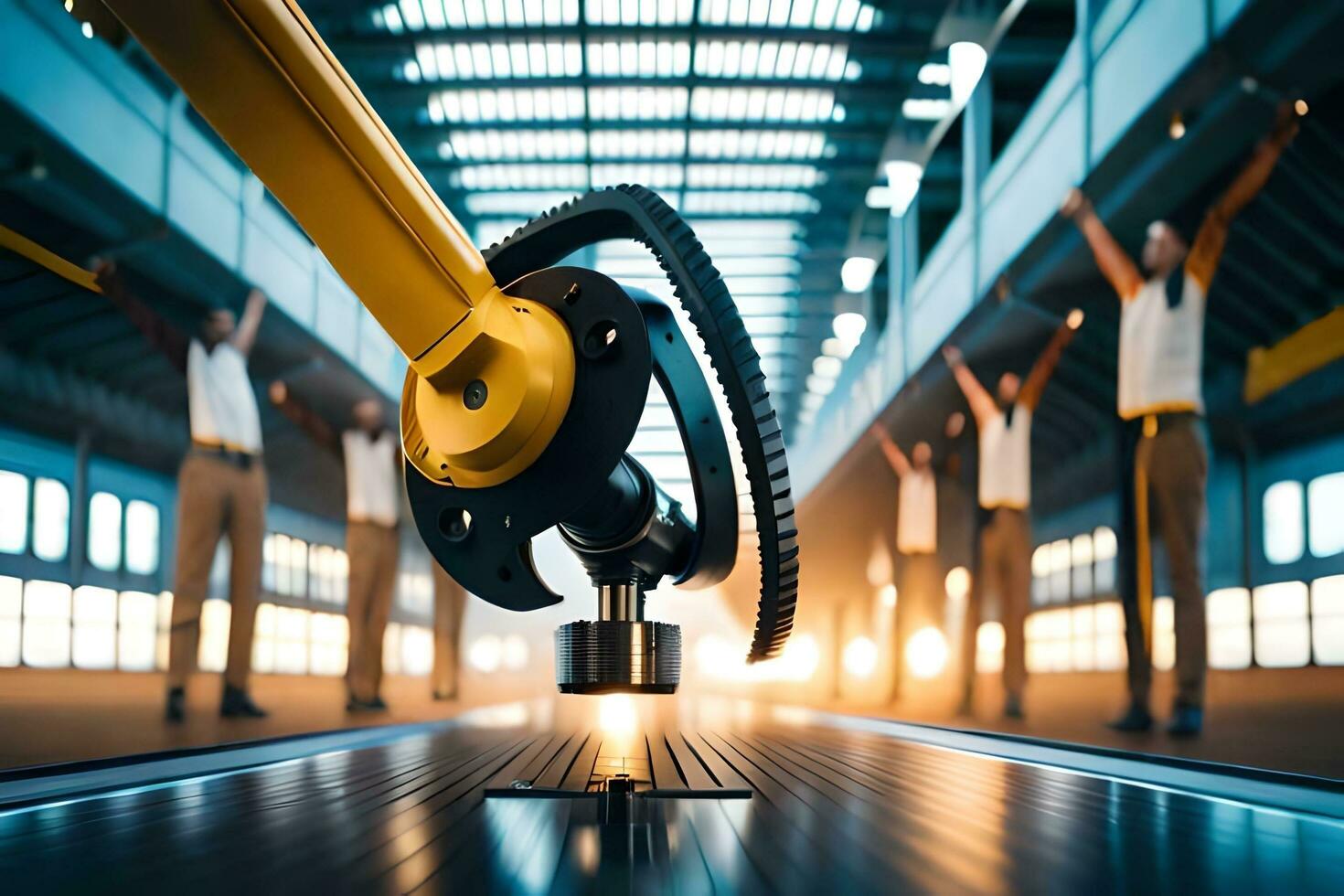 a robotic arm is working on a machine in a factory. AI-Generated photo