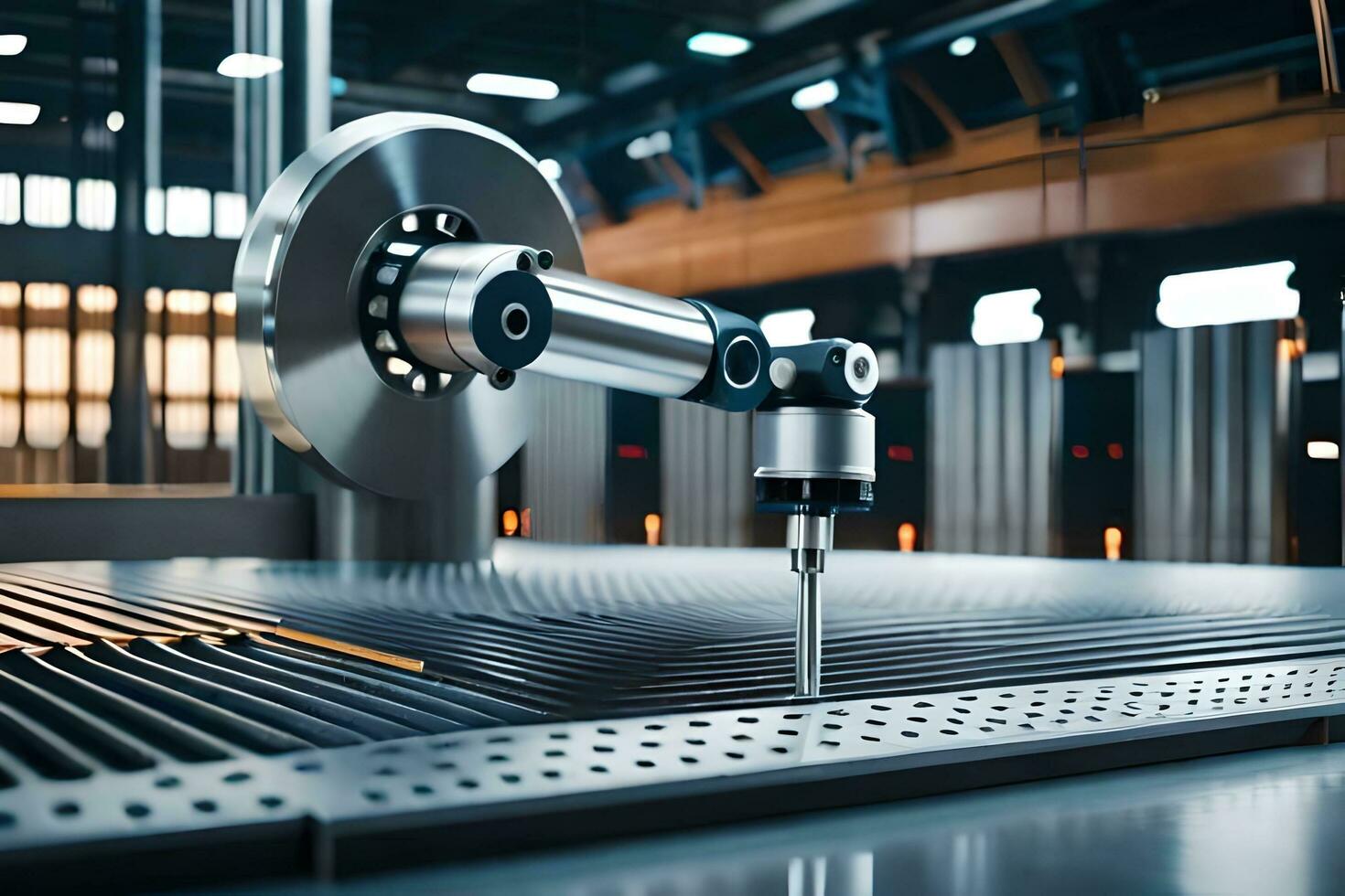 a machine is working on a metal machine. AI-Generated photo
