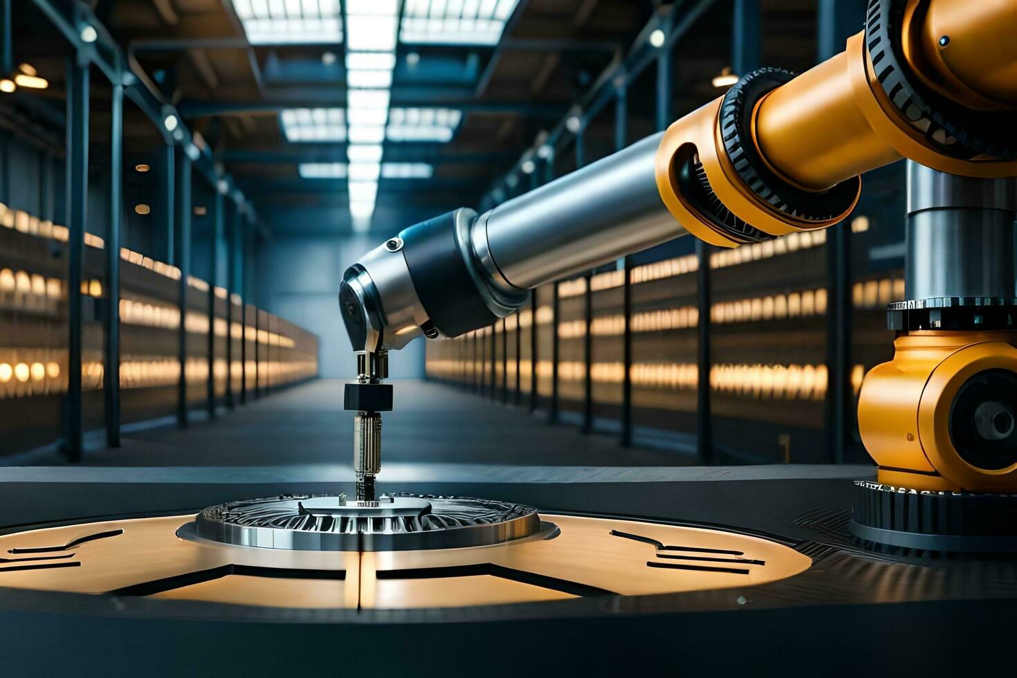 a robotic arm is working on a machine. AI-Generated photo